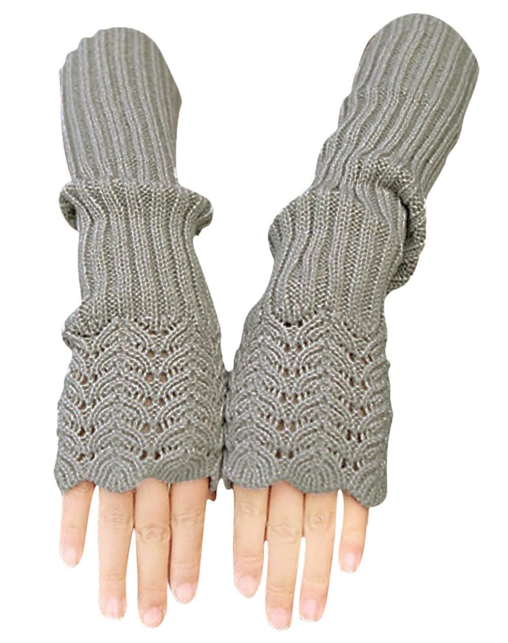 Novawo Womens Stylish Fingerless Gloves Warm Long Arm Warmers Winter Gloves