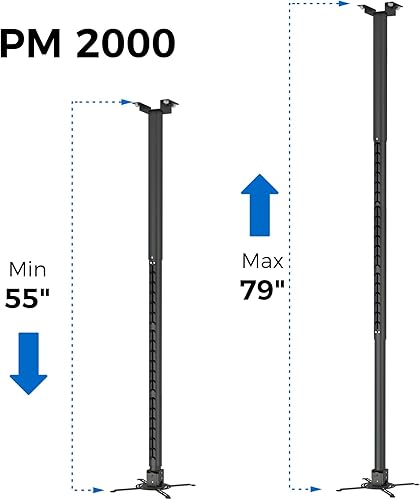 Miniatura 2 de Soporte para proyector, altura ajustable de 55 a 79 pulgadas, soporte de techo universal de movimiento completo, peso máximo de 22 libras y brazos