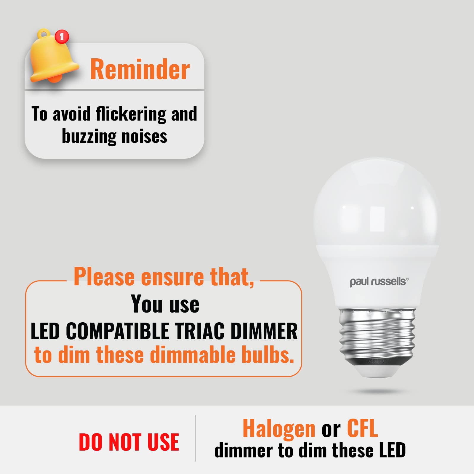 paul russells LED Golf Ball, Dimmable Edison Screw Light, 5.5W 470 LM E27 G45 LED Bulbs, 40w Equivalent, 2700K Warm White - Image 2