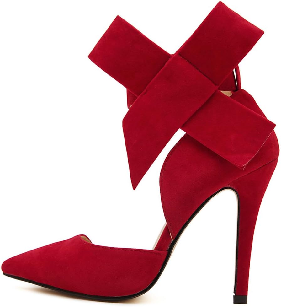 MAIERNISI JESSI Women's Pointy Toe High Heel Stiletto Big Bowknot Pumps - Image 3