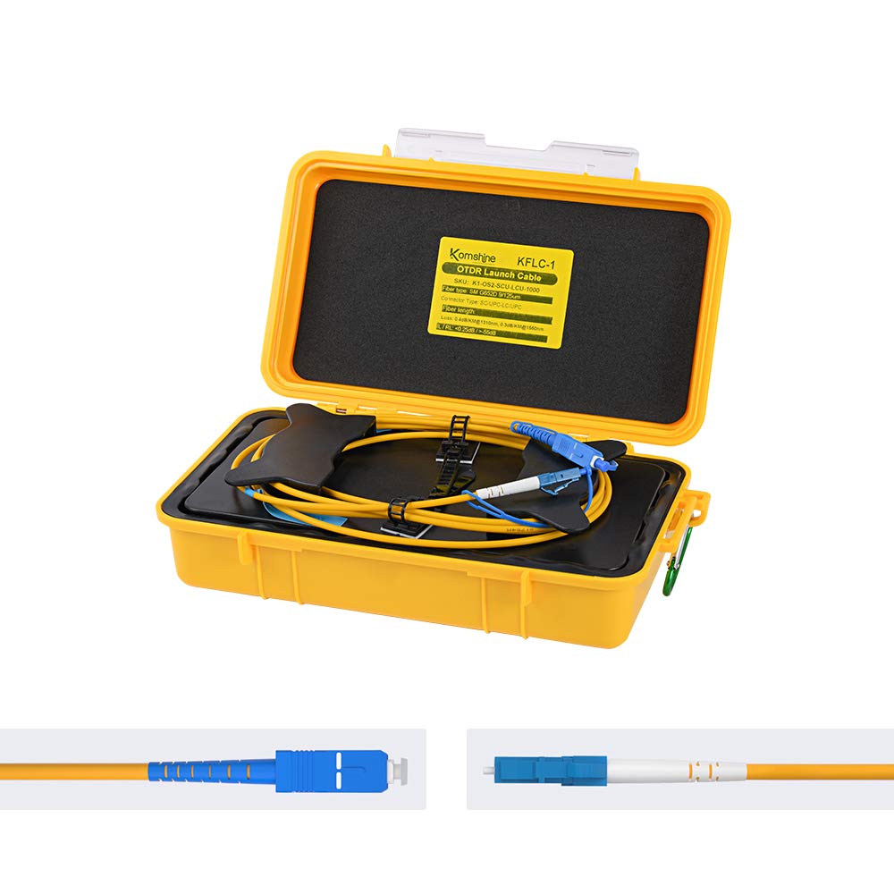 KOMSHINE Singlemode Fiber Optic Patch Jump Cable Box,OTDR Launch Cable Box 500 Meters (SC-UPC/LC-UPC)