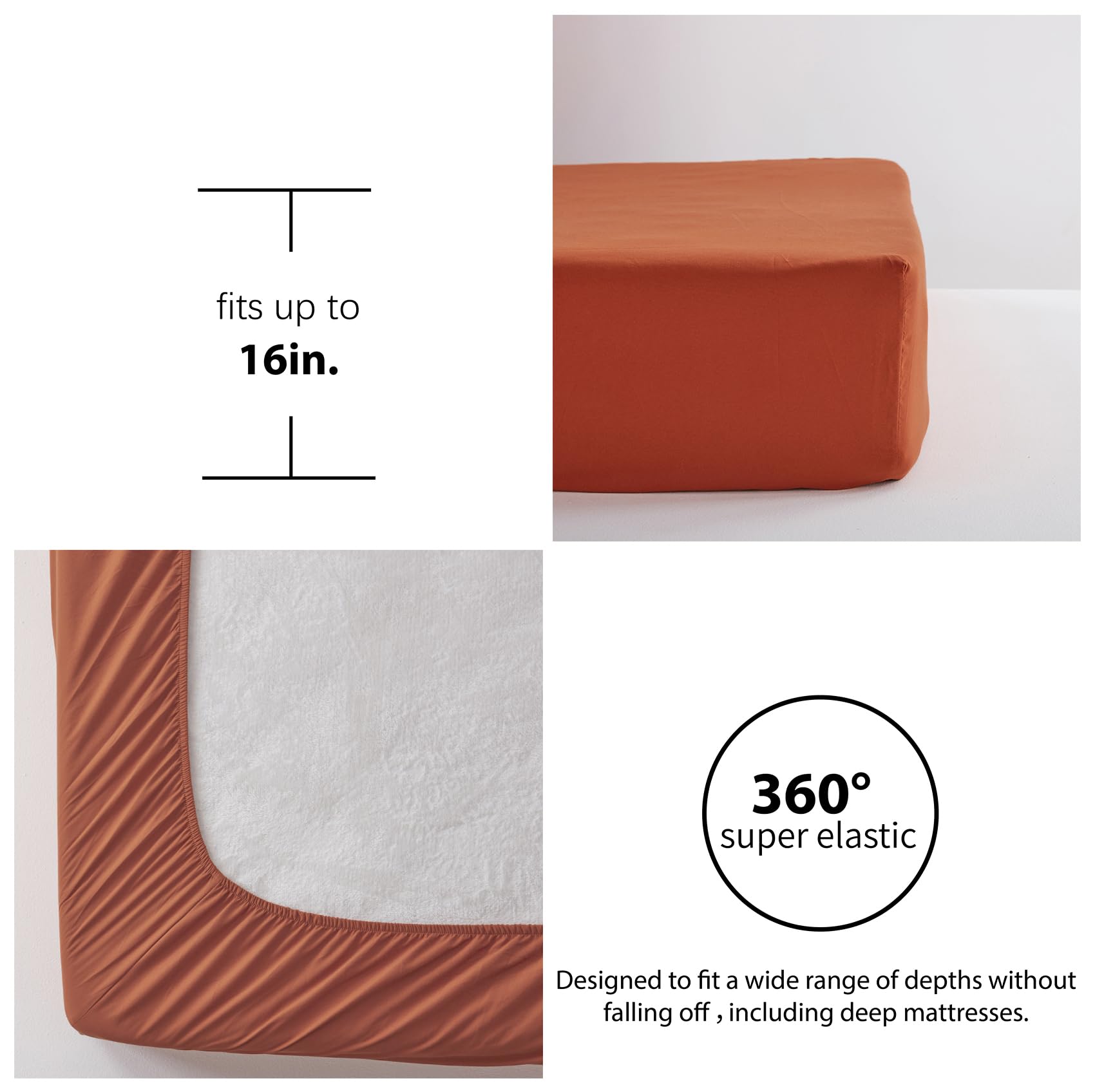 Zzlpp Twin Size Bed in a Bag 5 Pieces, Burnt Orange Bed Comforter Set with Comforter and Sheets, All Season Bedding Sets with 1 Comforter, 1 Pillow Sham, 1 Pillowcase, 1 Flat Sheet, 1 Fitted Sheet