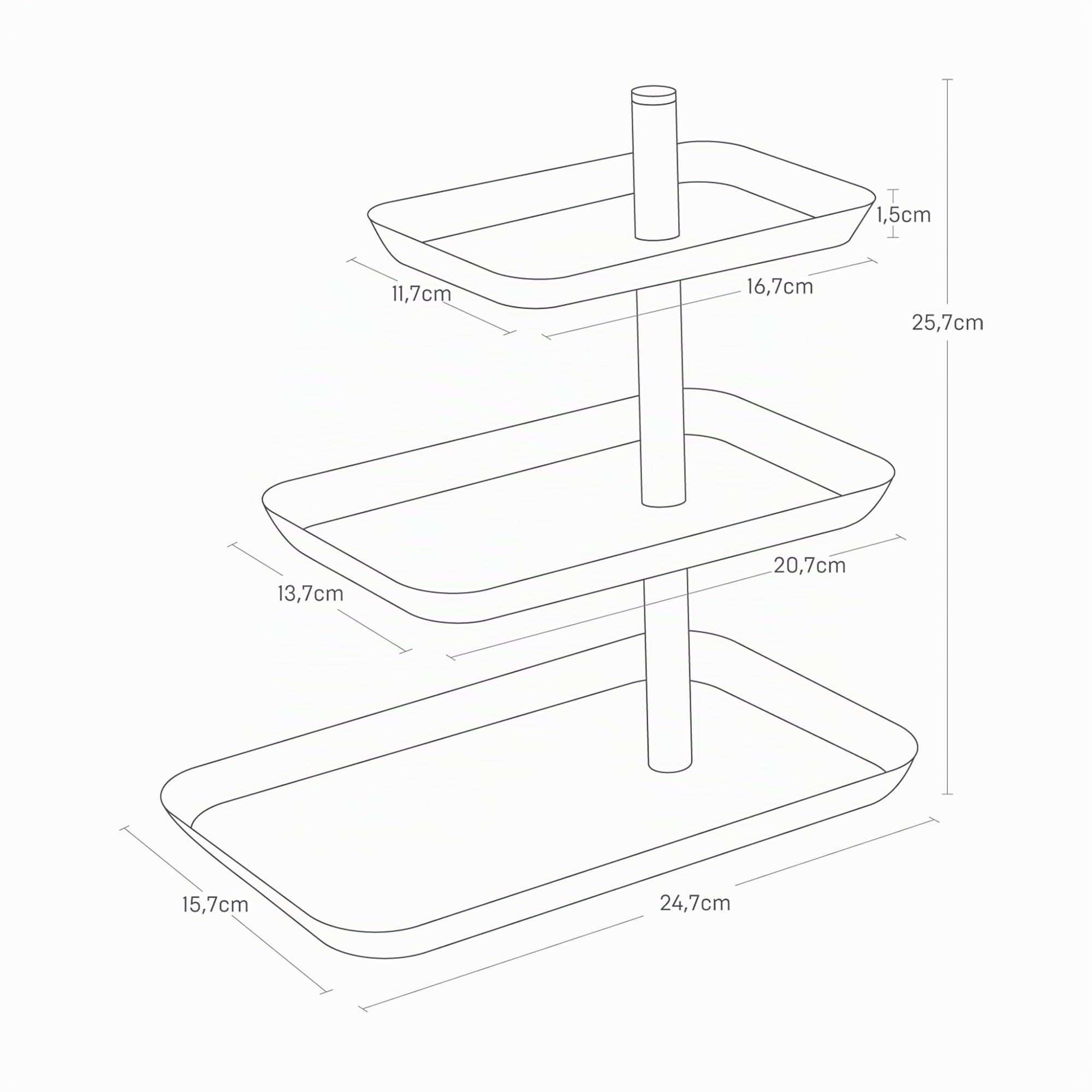 Yamazaki Soporte para tartas 4281 TOWER con 3 niveles, negro, acero, diseño minimalista