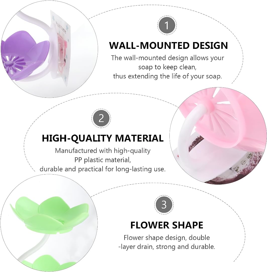 Glitzn Double Layer Flower Soap Holder for Bathroom | Punch-Free Drainage Soap Box (Multicolour) 4