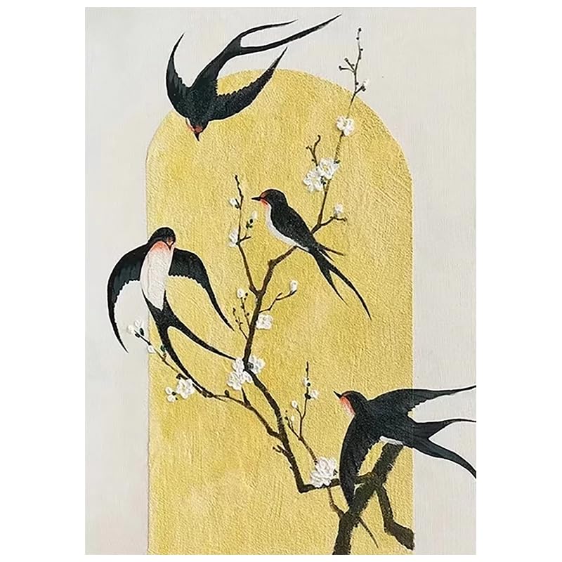 Peinture à l'huile sur toile contemporaine sans cadre, décoration murale salon pie et fleur