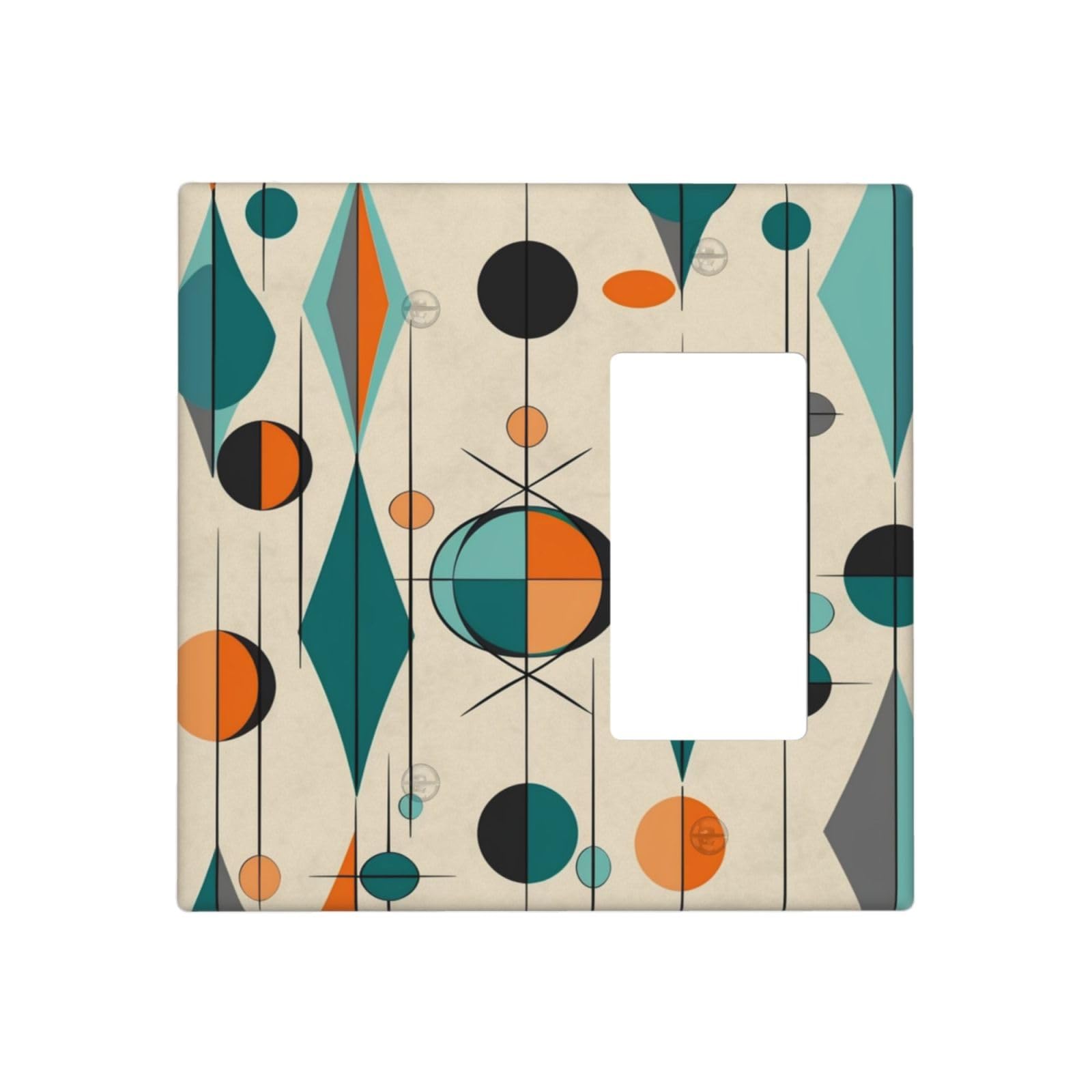 Decorator Wall Plate 2 Gang Light Switch Covers Mid Century Geometric Wallplate Double Toggle Switch Plate Mid-size Electrical Outlet Covers Decorative Wall Switch Plate Cover