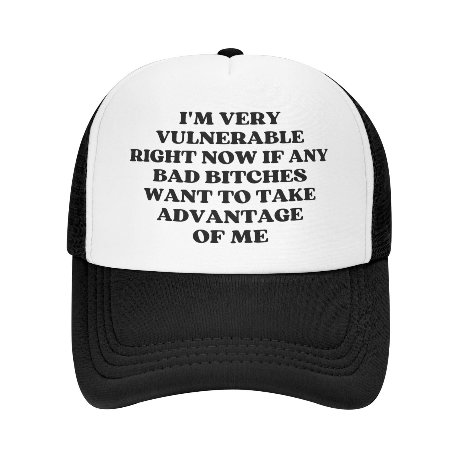 FJQWKLF I'm Very Vulnerable Right Now If Any Bad Bitches Want to Take Advantage of Me Hat Baseball Cap Trucker Hat Black