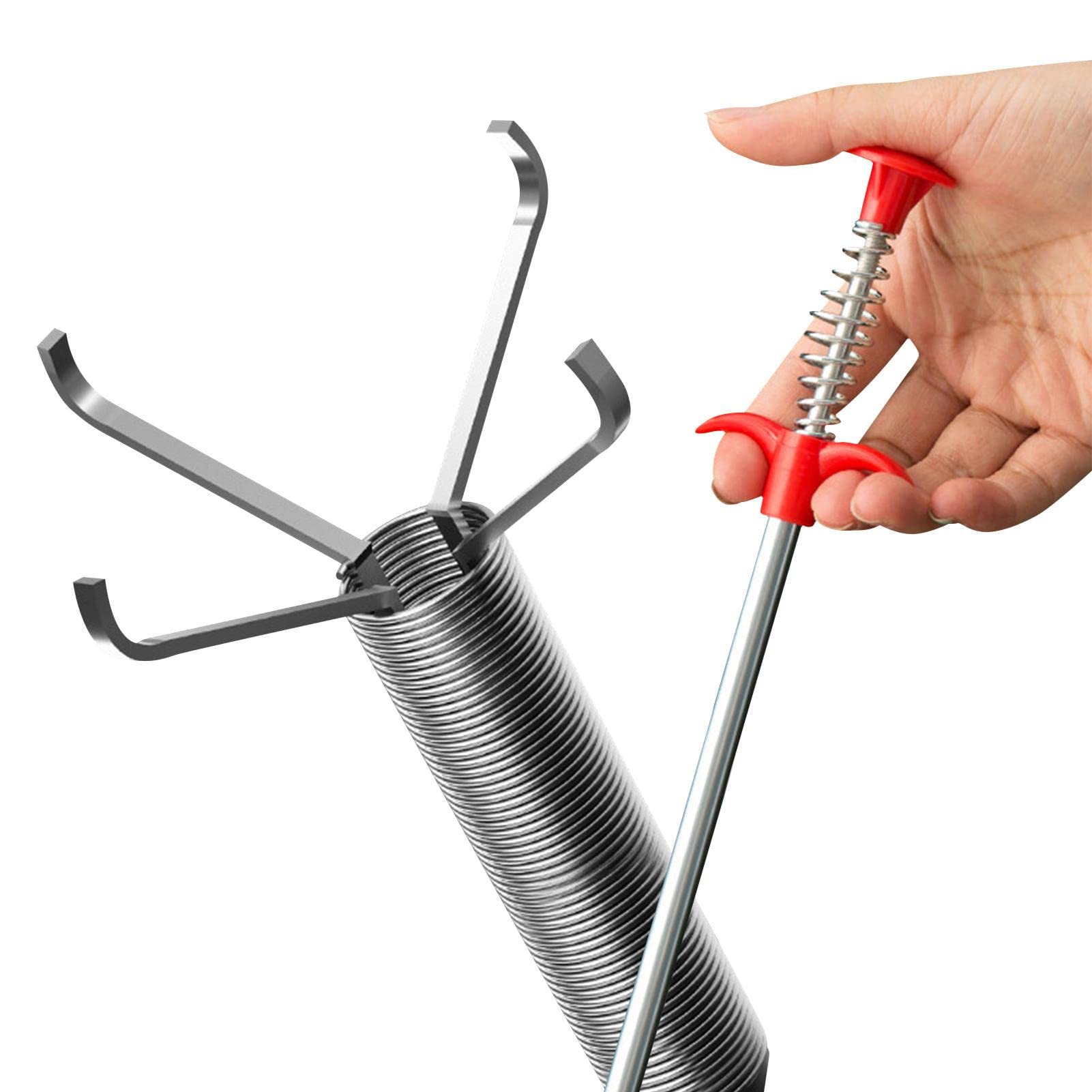 Plumbing Grabber, Flexible Strong Drain Unblocker, Sink Drain Grabber Tool, Drain Hair Cleaning Tool with 4 Claws, Drain Clog Pickup Tool, Toilet Clog Remover for Home Sink, Toilet, littter Pick