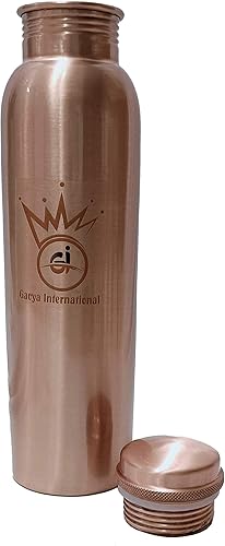 Miniatura 3 de Botella de agua de cobre puro de 34 onzas, ayurvédica, 1 litro, a prueba de fugas, botella de oficina, botella de gimnasio, botella de yoga, hogar,