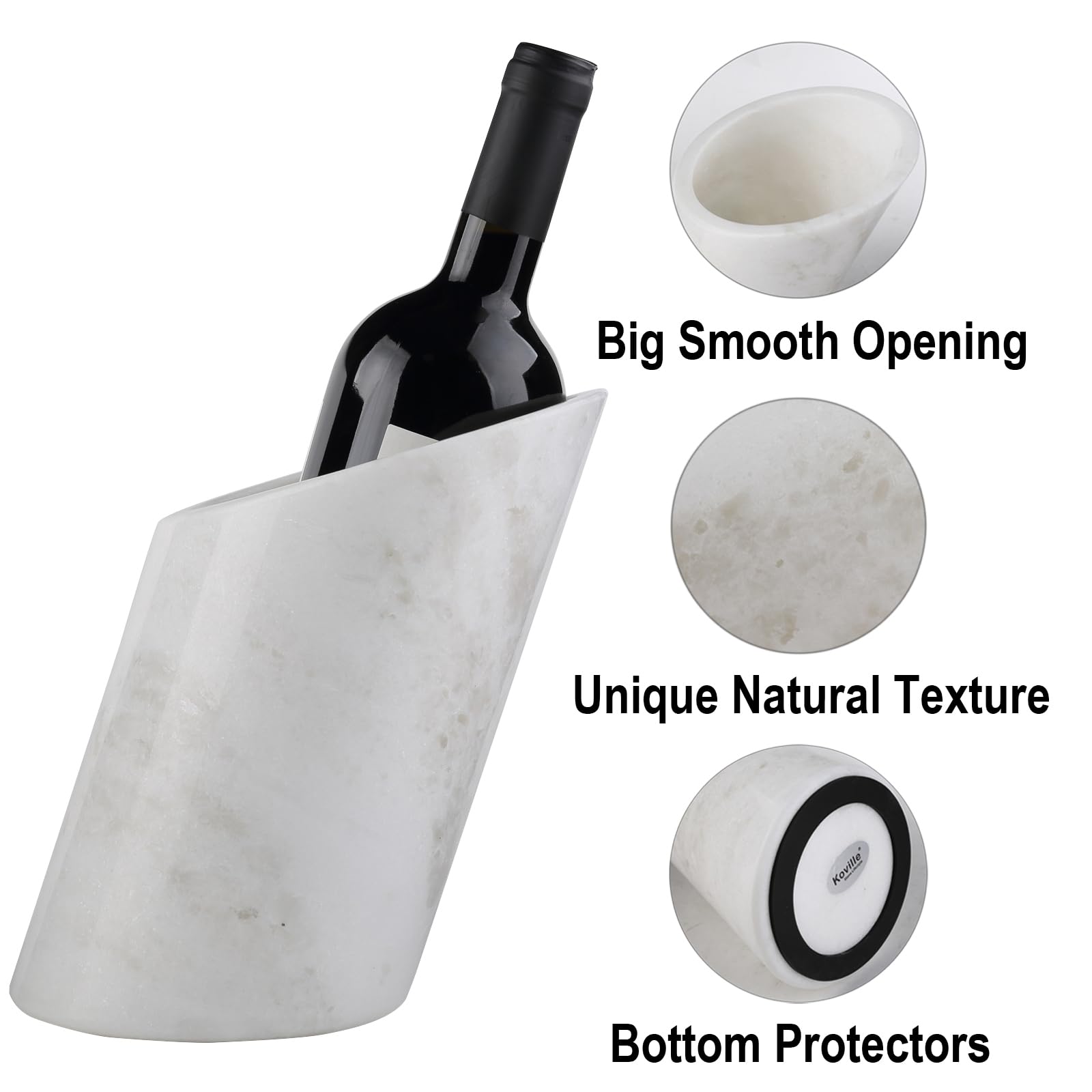 Enfriador de botellas de vino de mármol, enfriador portátil de mesa para champán para cóctel, fiesta, cena, oblicuo