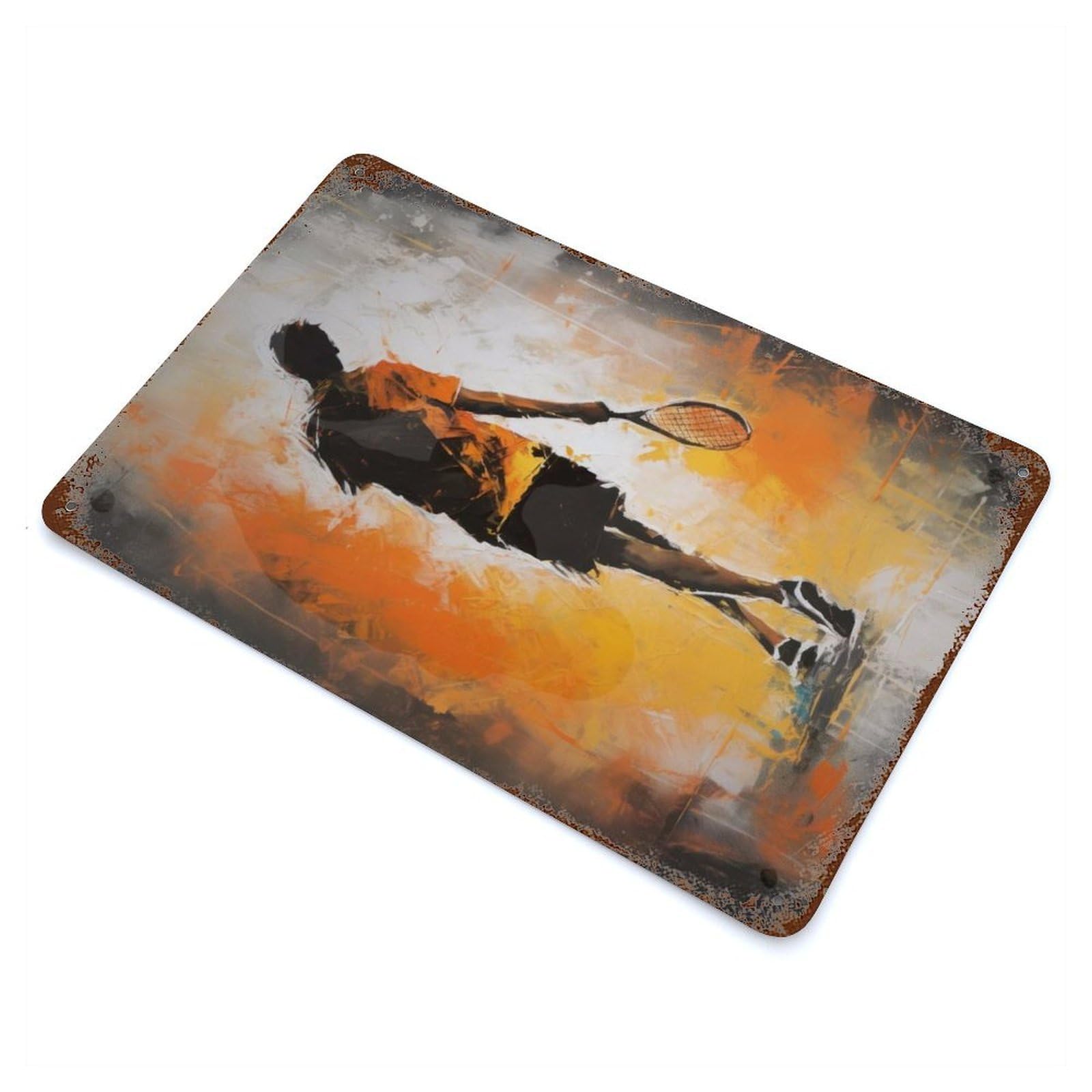 Vintage Metal Tin Sign Elegant Badminton Player 11.8"x7.9", Industrial Home Decor for Farmhouse, Kitchen And Entryway Decor