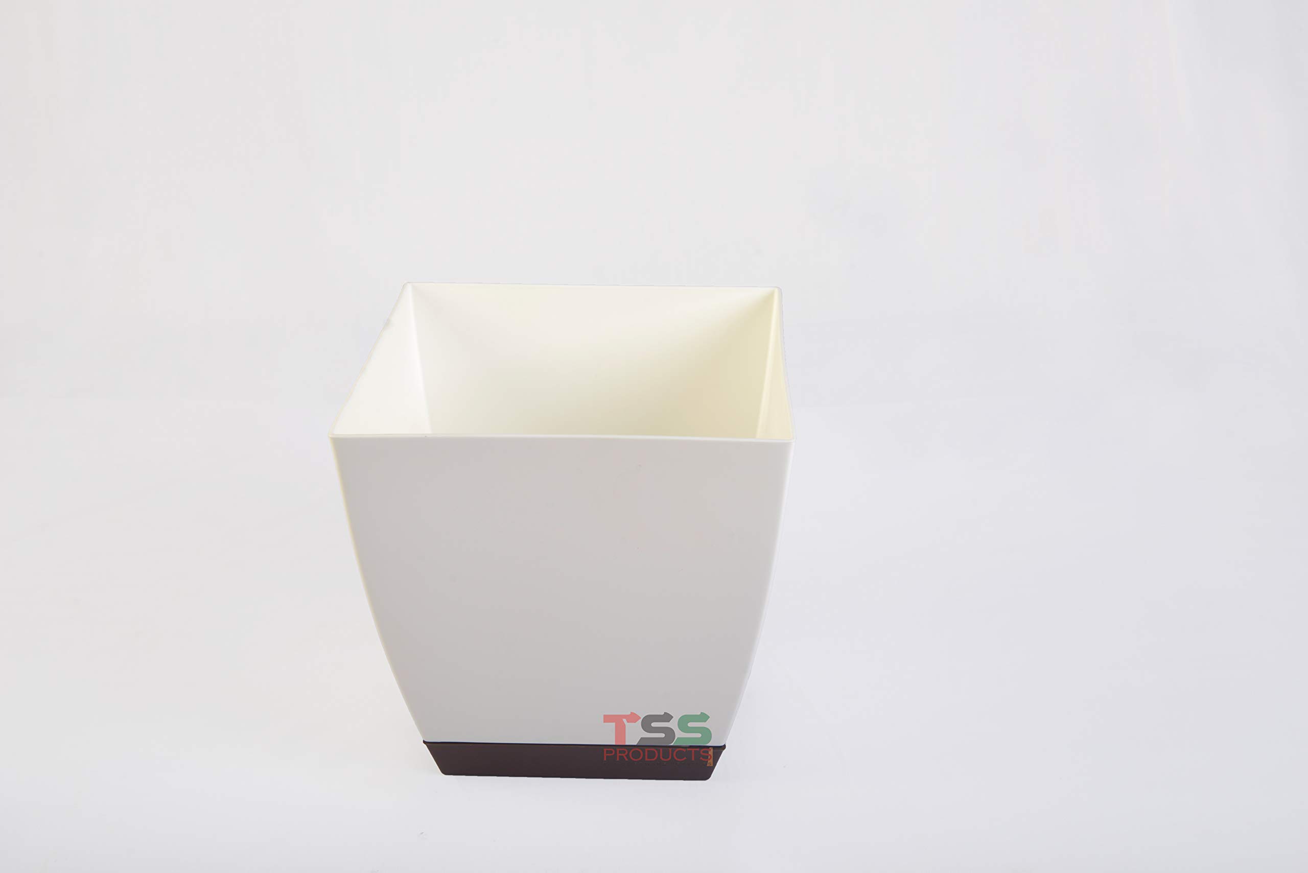 TSS Chatura Double Colour Plant Pot with Attached Bottom Tray, (Height : 23 cm, Length :23 cm, Width : 23 cm) (White, Dark Brown) (B08CCF1CVG) Amazon Price History, Amazon Price Tracker
