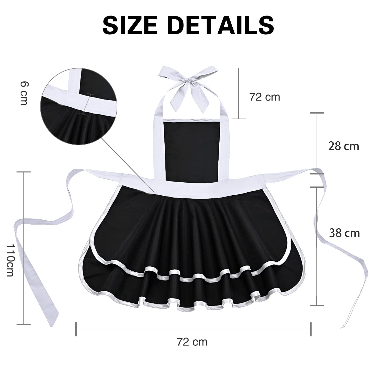 Violet Mist Cute Lovely Retro Aprons for Women Girl Ladies Sexy Sweetheart Vintage Aprons 50s PolkaDot Vintage Christmas Apron kawaii Cooking Kitchen Ruffle Witch Apron Housewife Waitress Mothers Gift: White-b