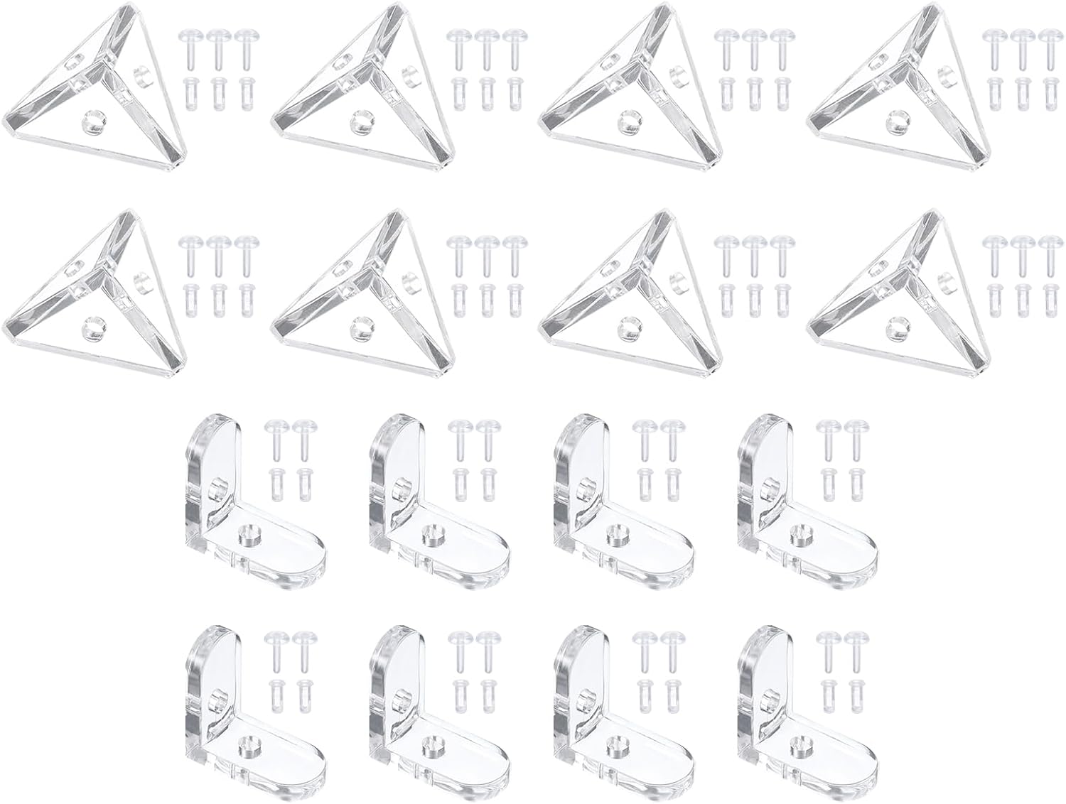 uxcell 24PcsCone-Shaped x L-Shaped Corner Bracket, Acrylic Connecting, Transparent