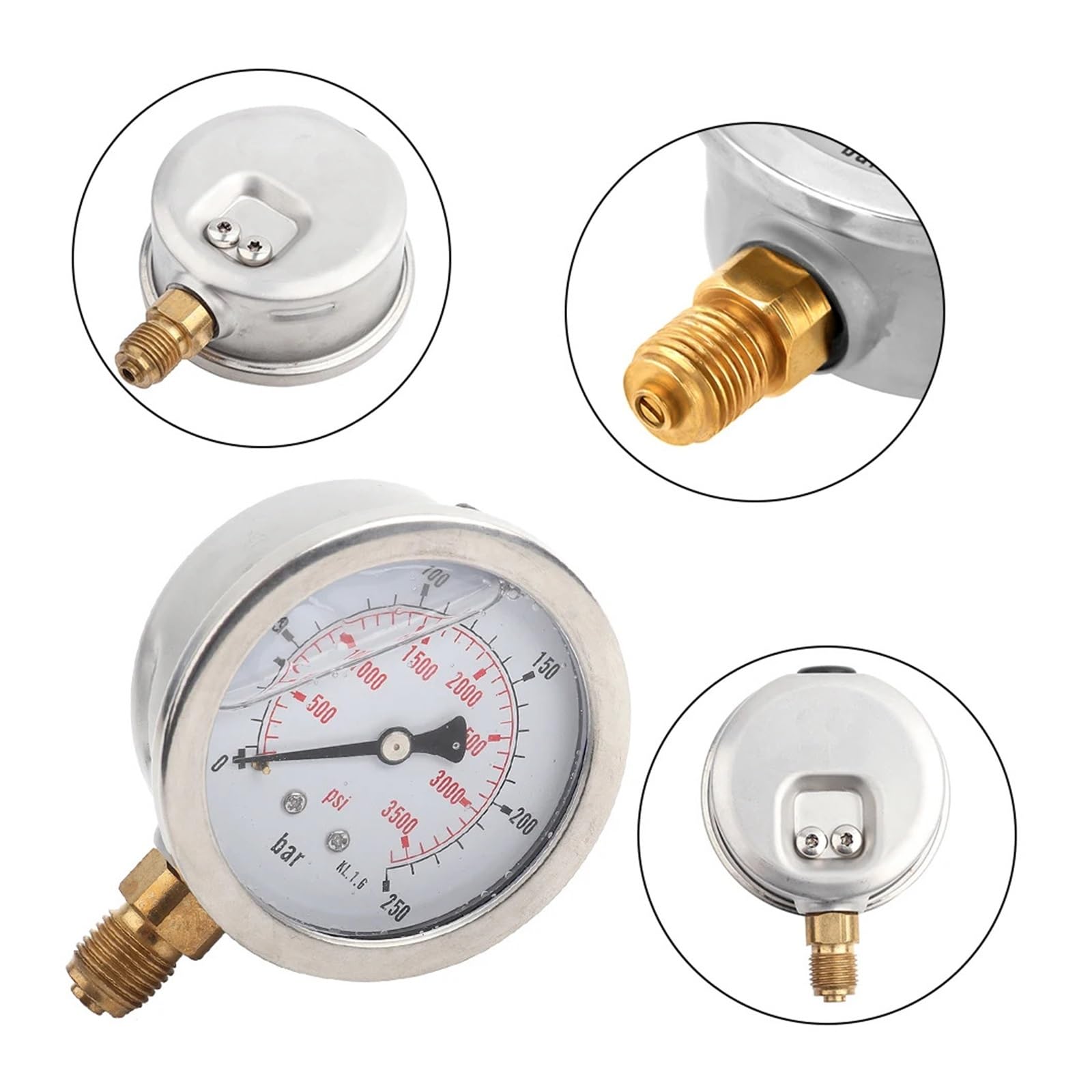 Ciśnieniomierz, Manometr hydrauliczny 0-250Bar 0-3750PSI G1/4 63mm hydrauliczny miernik ciśnienia wody