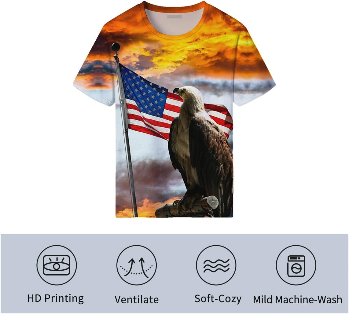 Men's American Flag 3D Print with The Eagle T-Shirt X-Large Multicolored2 image 5 of 5 B08YZ4CBRH