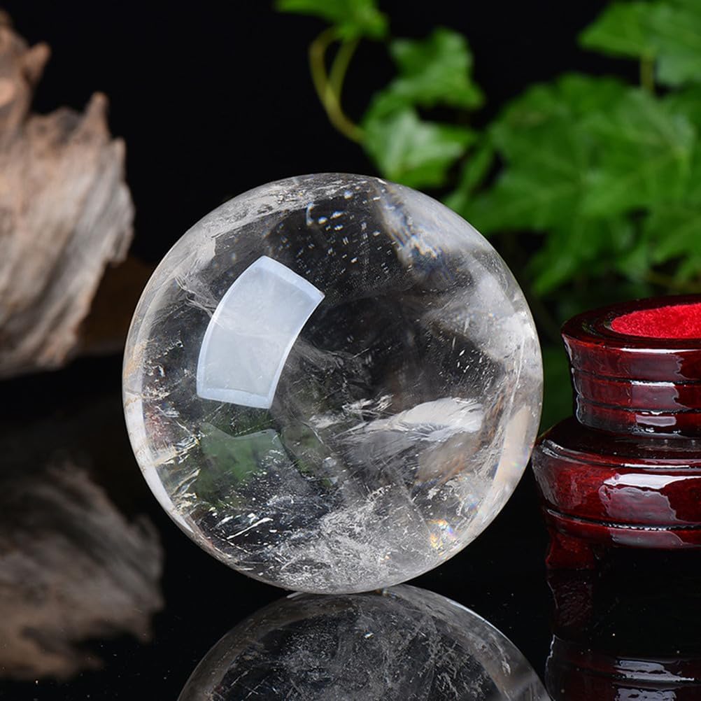 Quartz Crystal Ball Divination Gemstone Sphere White Crystal Decorative Ball Crystals Stone Sphere for Feng Shui Home Decor,4.7"(12cm)
