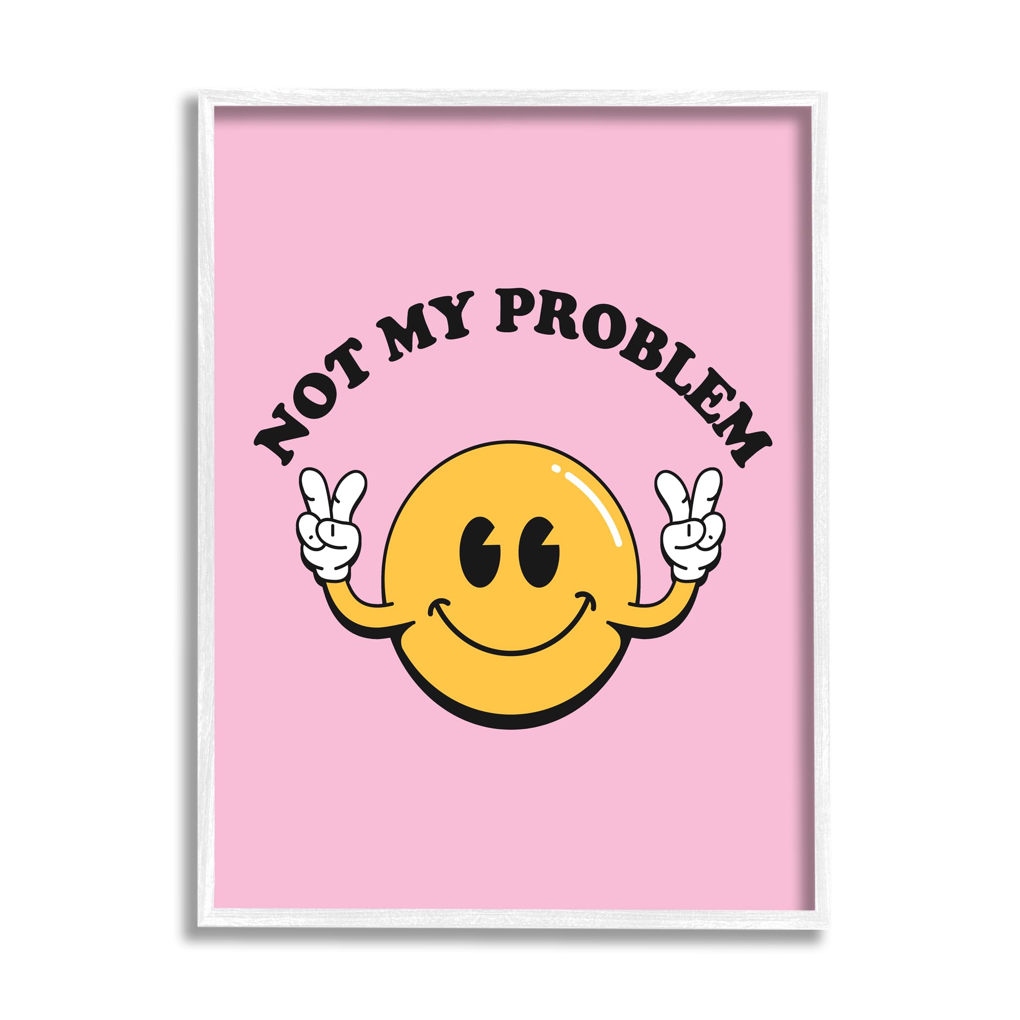 Amazon.com: Stupell Not My Problem Retro Smiley Framed Giclee Art