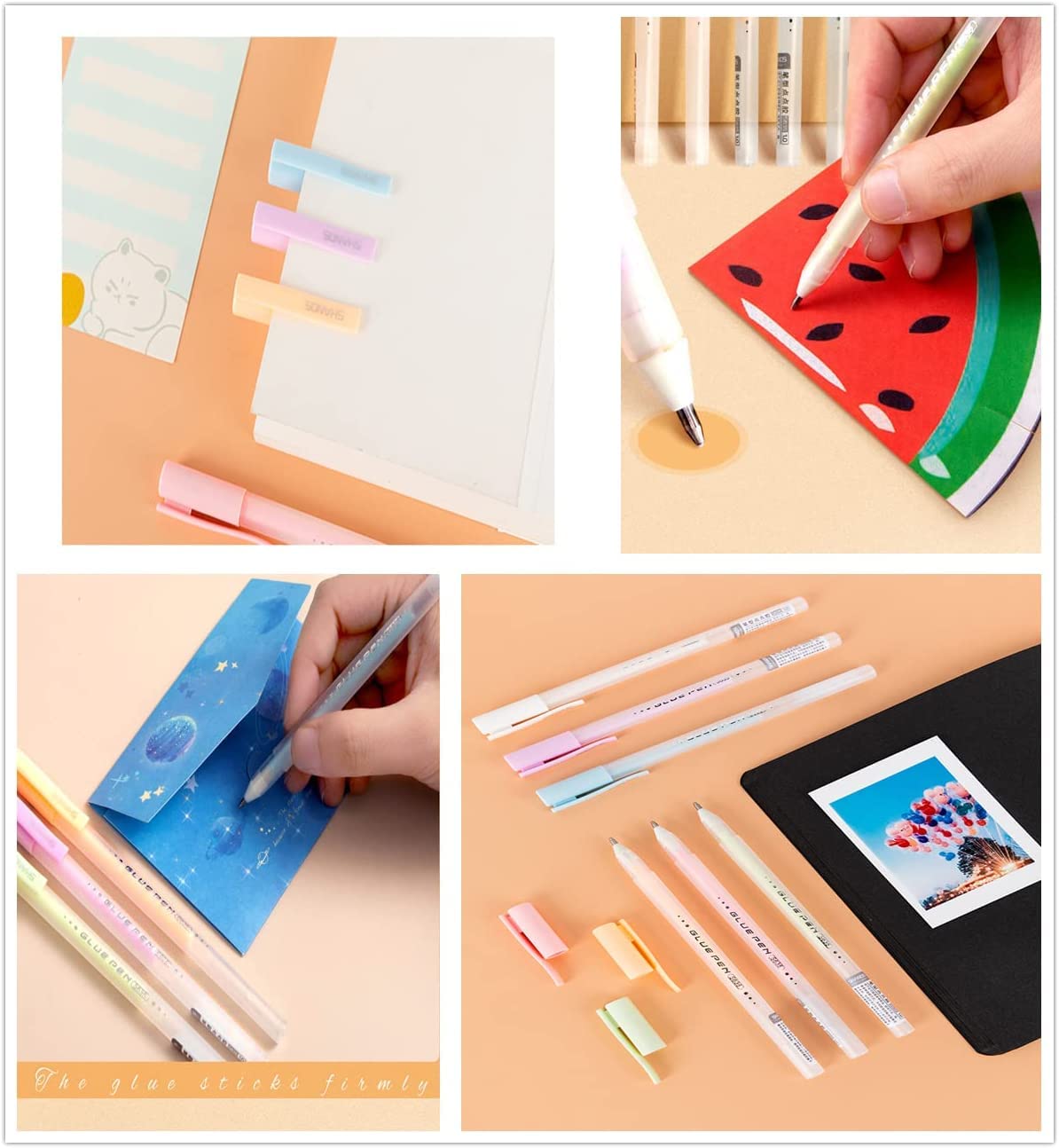 Lot De 6 Stylos Colle à Bille - Séchage Rapide Pour Loisirs Créatifs & Scrapbooking