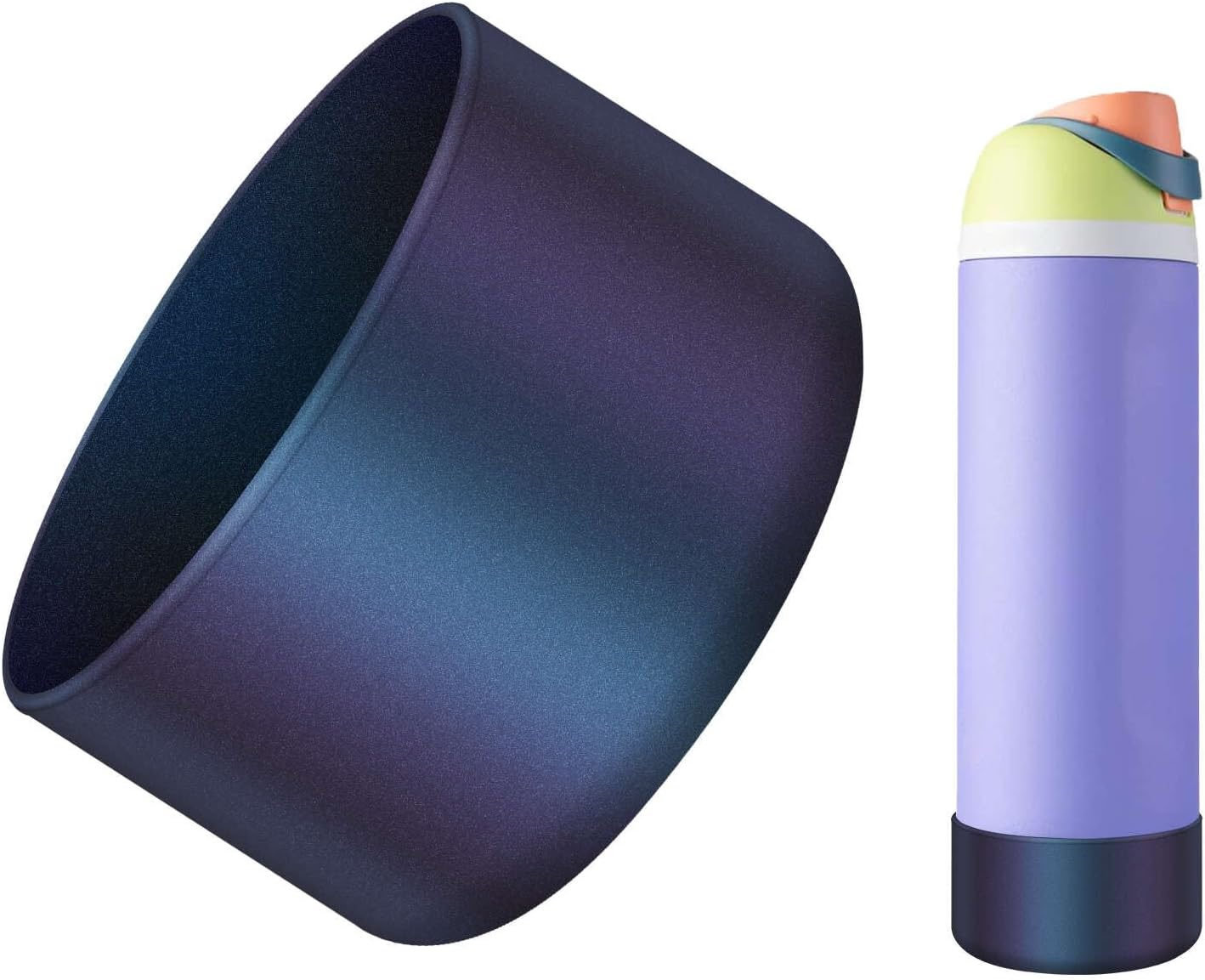 Chameleon Silicone Water Bottle Boot, Compatible with Owala 24oz 32oz 40oz, Gradient Matte Luster Cup Sleeve Bottom Cover for FreeSip, Twist, or Flip Stainless Steel Water Bottles 24 Ounces Chameleon Blue Purple
