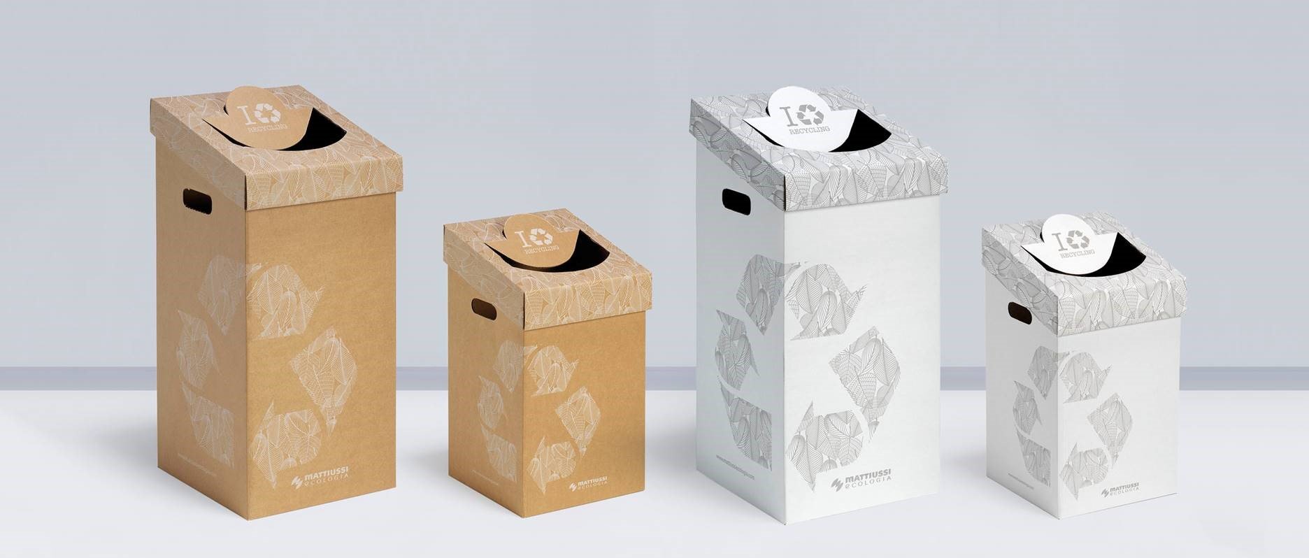 MATTIUSSI CART-ONE 70 litri: contenitore in cartone per la raccolta differenziata (5 pezzi, bianco)