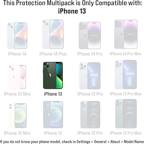 Miniatura 2 de Scooch Multipack de vidrio templado para iPhone 13, 3 protectores de pantalla y 2 protectores de lente de cámara, vidrio templado 9H premium,