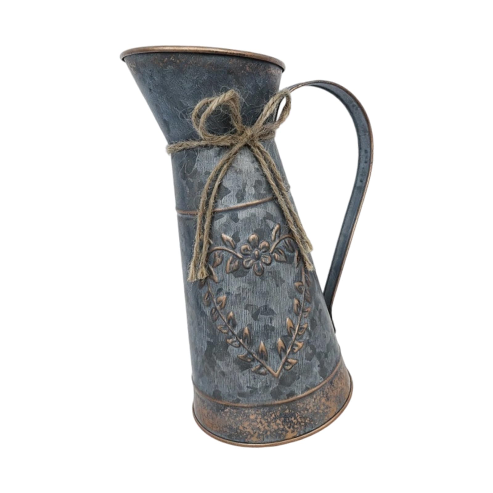 Tsophreniq Iron Color Metal Decorative Flower Vases, Farmhouse Pitcher Vases With Handle, Rustics Floral Milk Kettle Vase Home Decors Metal Milk Kettle Bulk