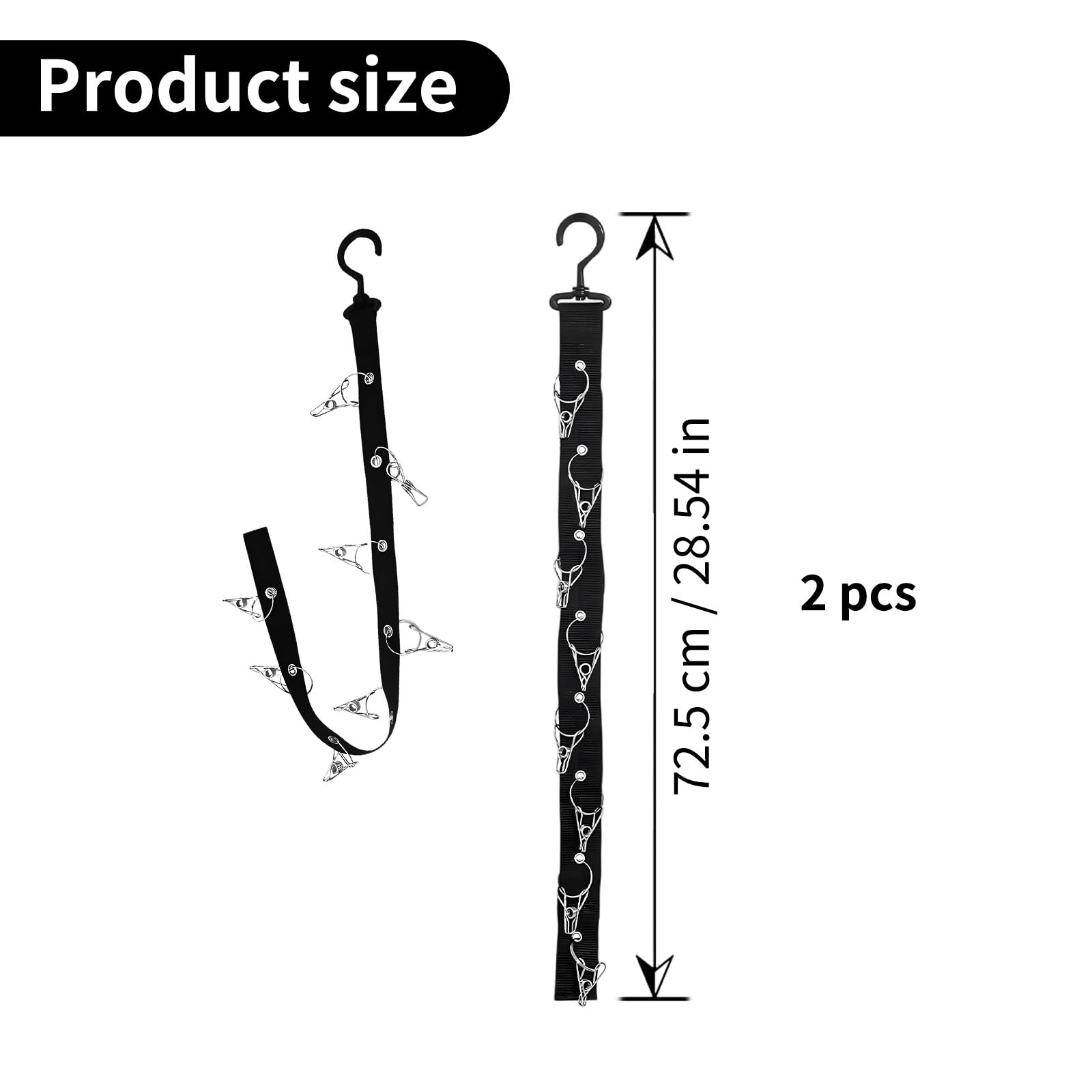 Set da 2 supporti da parete per cappellini, porta cappellini senza forature con 16 mollette metalliche, soluzione versatile per cappellini da baseball, cappelli e accessori tessili (nero)