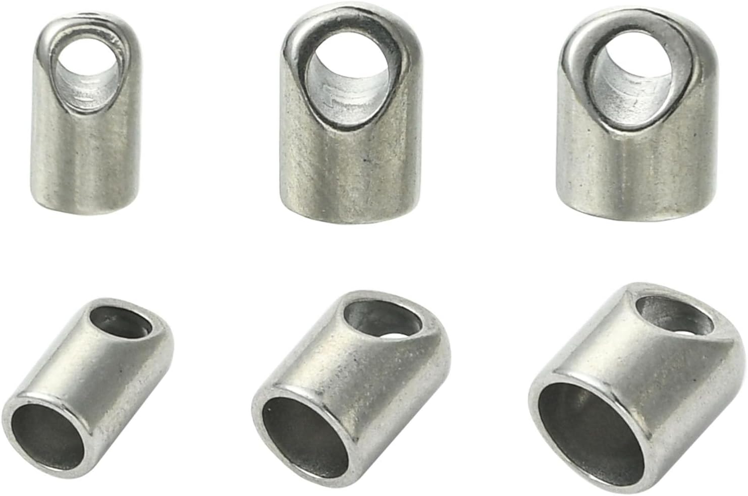 Stiesy 303 Stainless Steel Cord End Terminators Cord Findings Clasp 15Pcs Metal End Caps for Jewelry Making Bracelet Tassel DIY Craft 3mm 4mm 5mm in Diameter