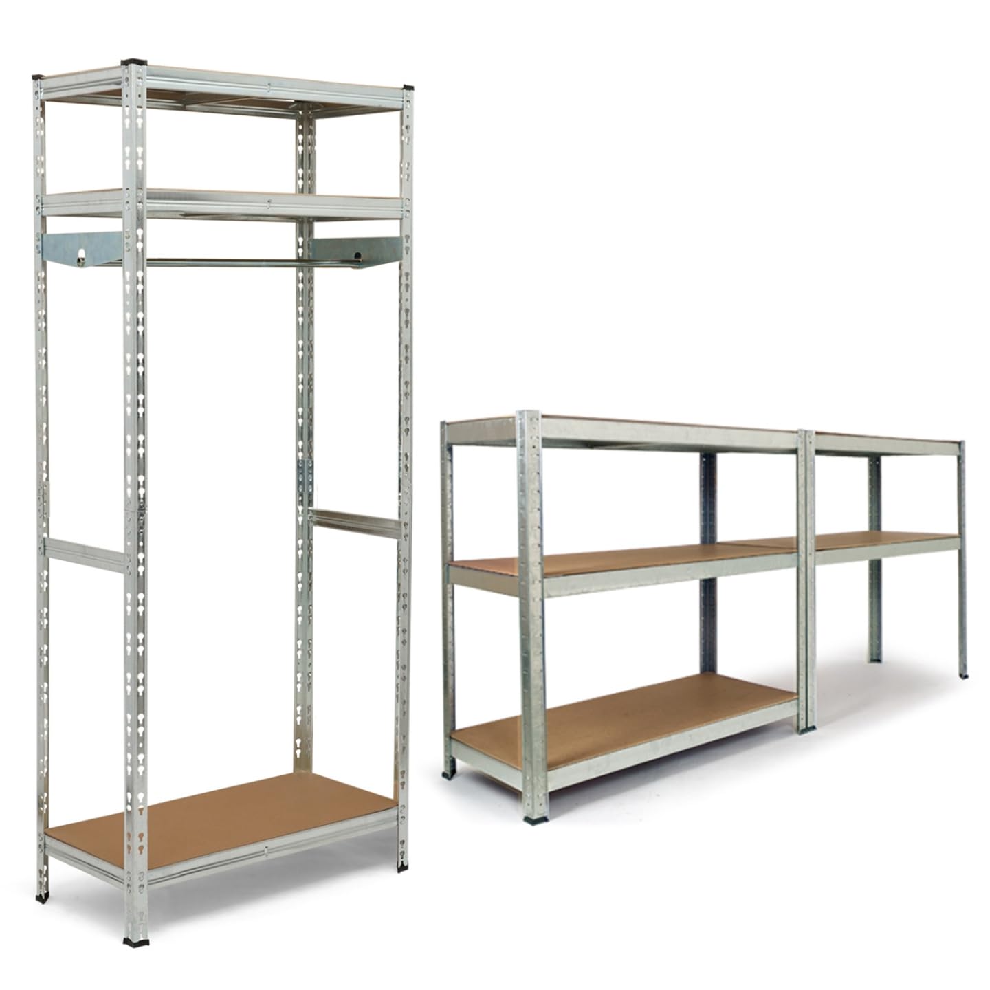 IDMarket - Juego de 2 estantes modulares de carga pesada de metal 8 bandejas con vestuario