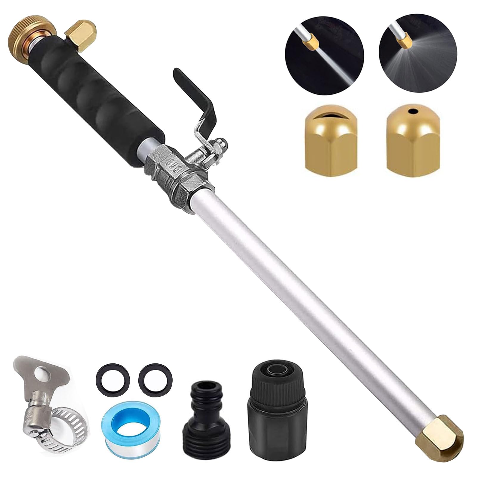 Jet Nozzle High Pressure Hose Nozzle for Garden,Jetnozzle 2-in-1 High Pressure Power Washer for House,Hose with 2 Different Nozzles and Hose Quick Connectors for Car Washing or Garden Cleaning