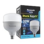 Panasonic 30 Watt Led Bulb, b22 High CRI & High Efficiency Bulb, High Wattage Bulb, 3.5kV Surge Protection, 25,000+ Burning Hrs Life, Cool Day Light (6500K-PBUM36307)
