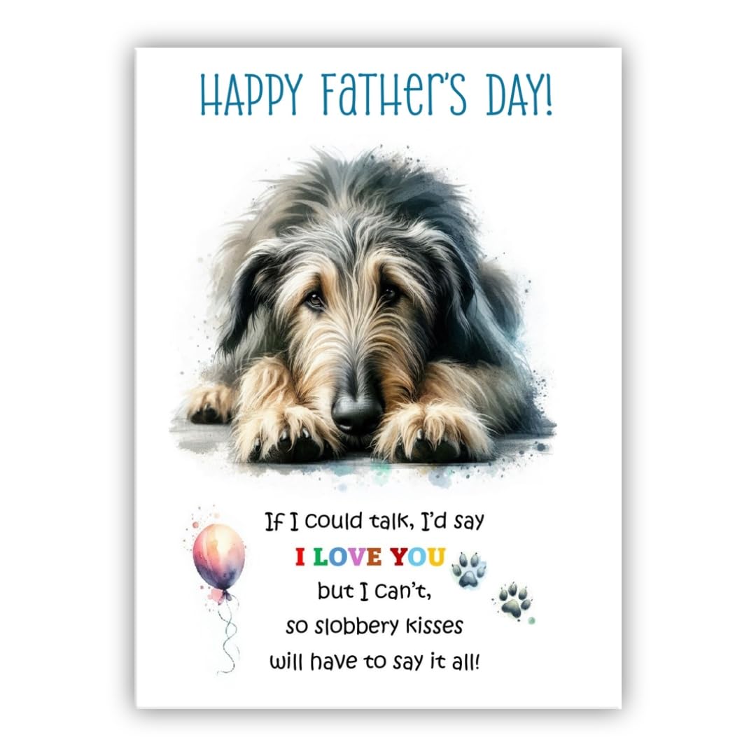 Father's Day Card from the dog. Dog Lovers Card. Fathers Day card from the dog. Differenet breeds. (Irish Wolfhound)