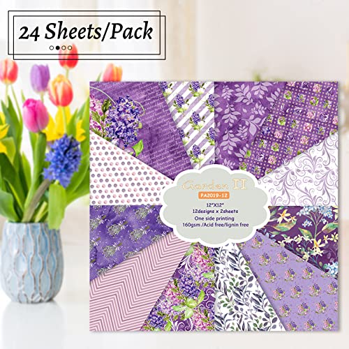 Scrapbook Paper Pack Of 24 Sheets, 12" X 12" Decorative Craft Papers Cardstock, Single-Sided Patterned Origami Paper, Photo Album Decor, Diy Folding Kit #TOP1