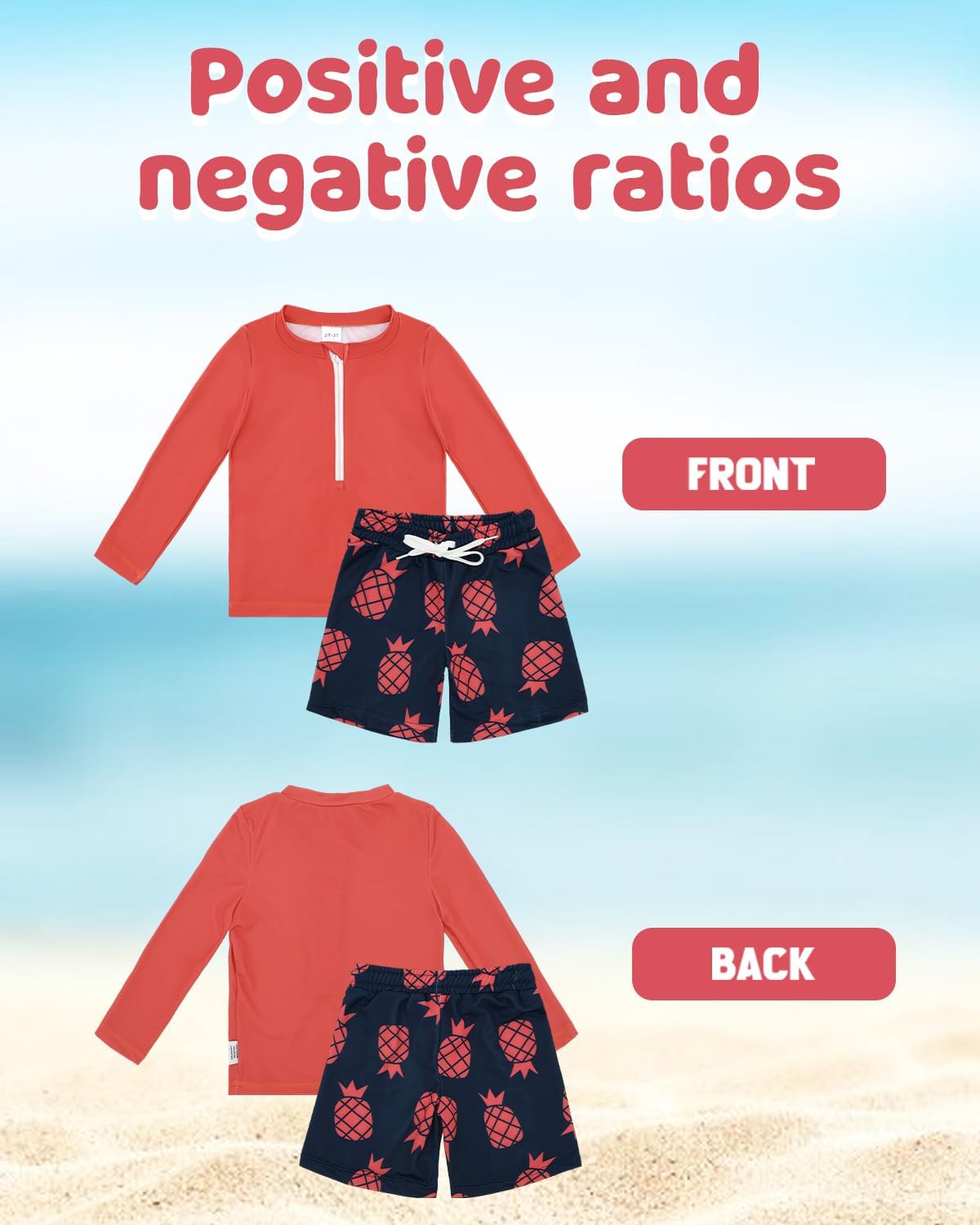 ALVABABY Long Sleeve Rashguards, Baby/Toddler Boys' Rash Guard Sets,Boy Swimsuit UPF 50+Two Piece Bathing Suit - Image 5