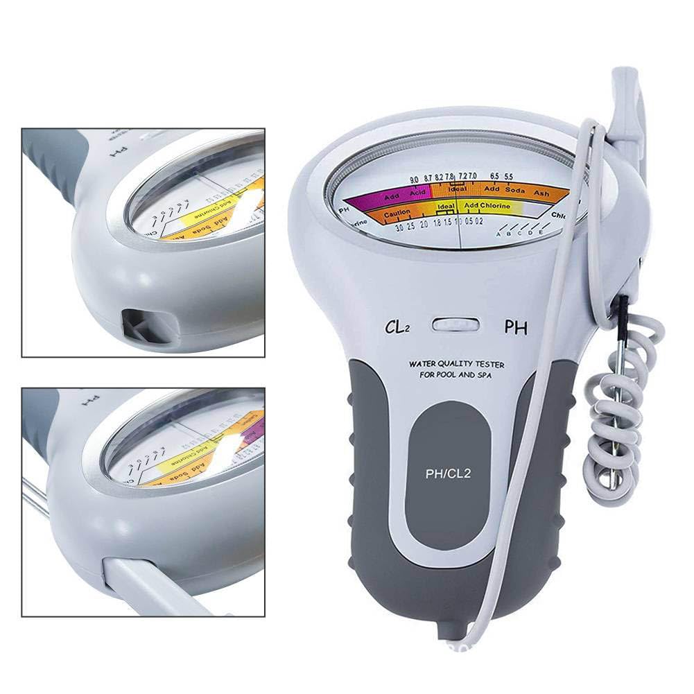 Tester PH 2 in 1, Dispositivo per Test della qualità dell'Acqua, Misuratore di Cloro PH CL2 Misuratore per Cloro d'Acqua Spa per Piscine, per Piombo PH Cloro Durezza Bromo Ferro Rame