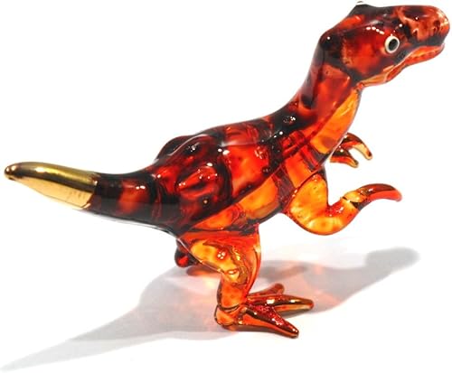 Miniatura 7 de Figuras hechas a mano de mini tiranosaurio (T-Rex) de cristal soplado de animales de dinosaurio jurásico