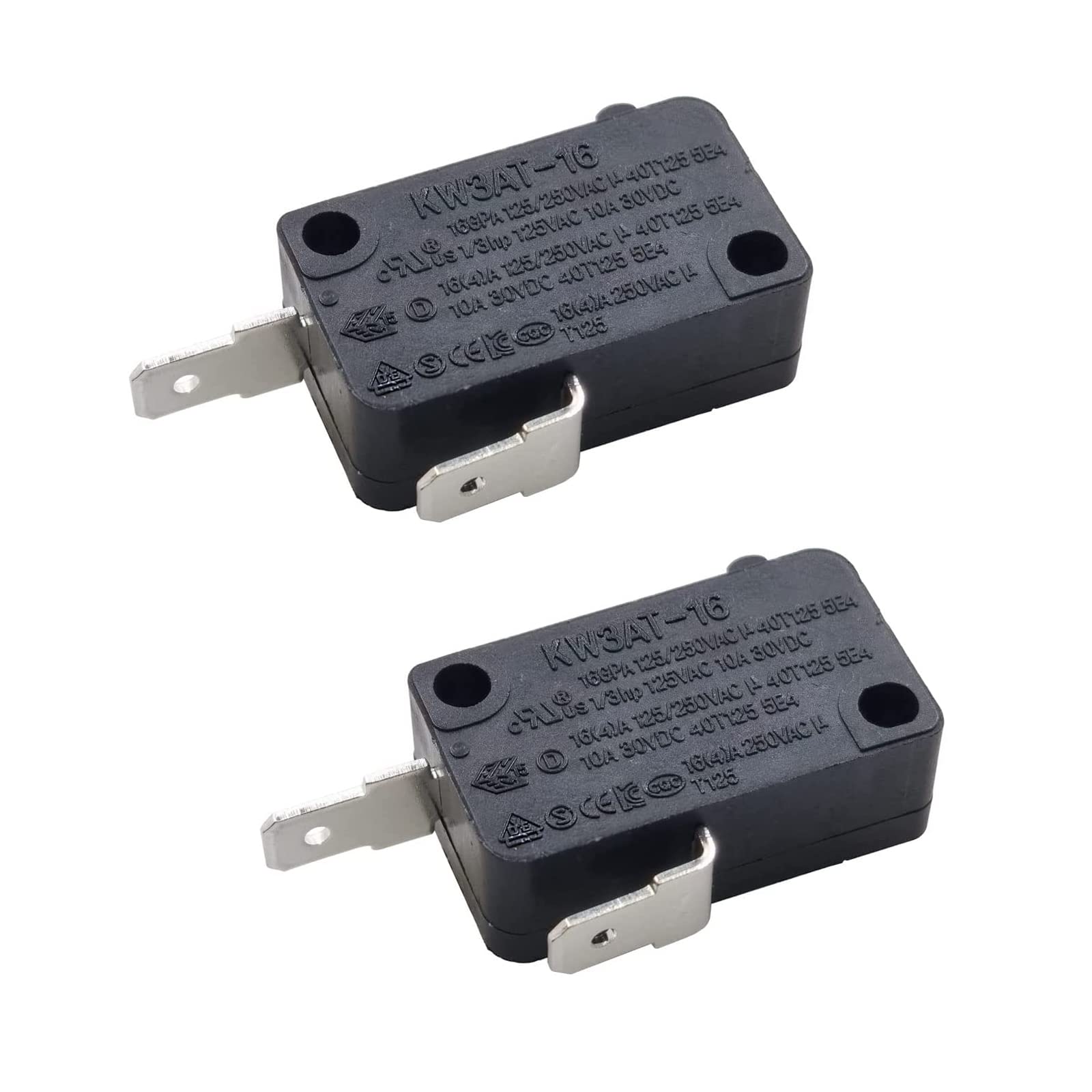 KW3A Microwave Oven Door Interlock Switch 16A 125VAC/250VAC Microwave Oven Replacement Part Door Switch (2 Normally Closed)
