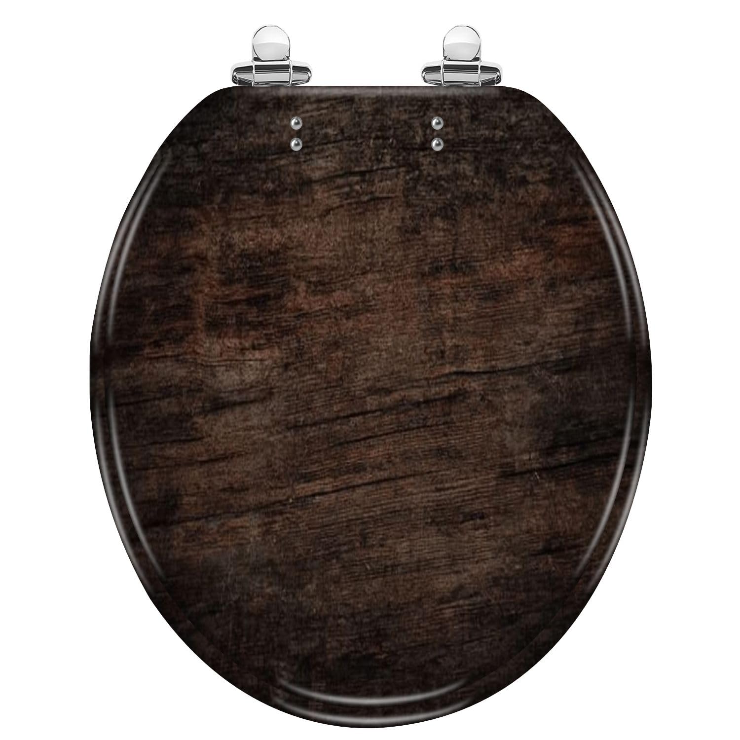 Tazyyzuu Multi1 Cedar Wood Resin Round Toilet Seat With Slow Close Lid Quick Release Hinges Easy Clean Design(,Round)