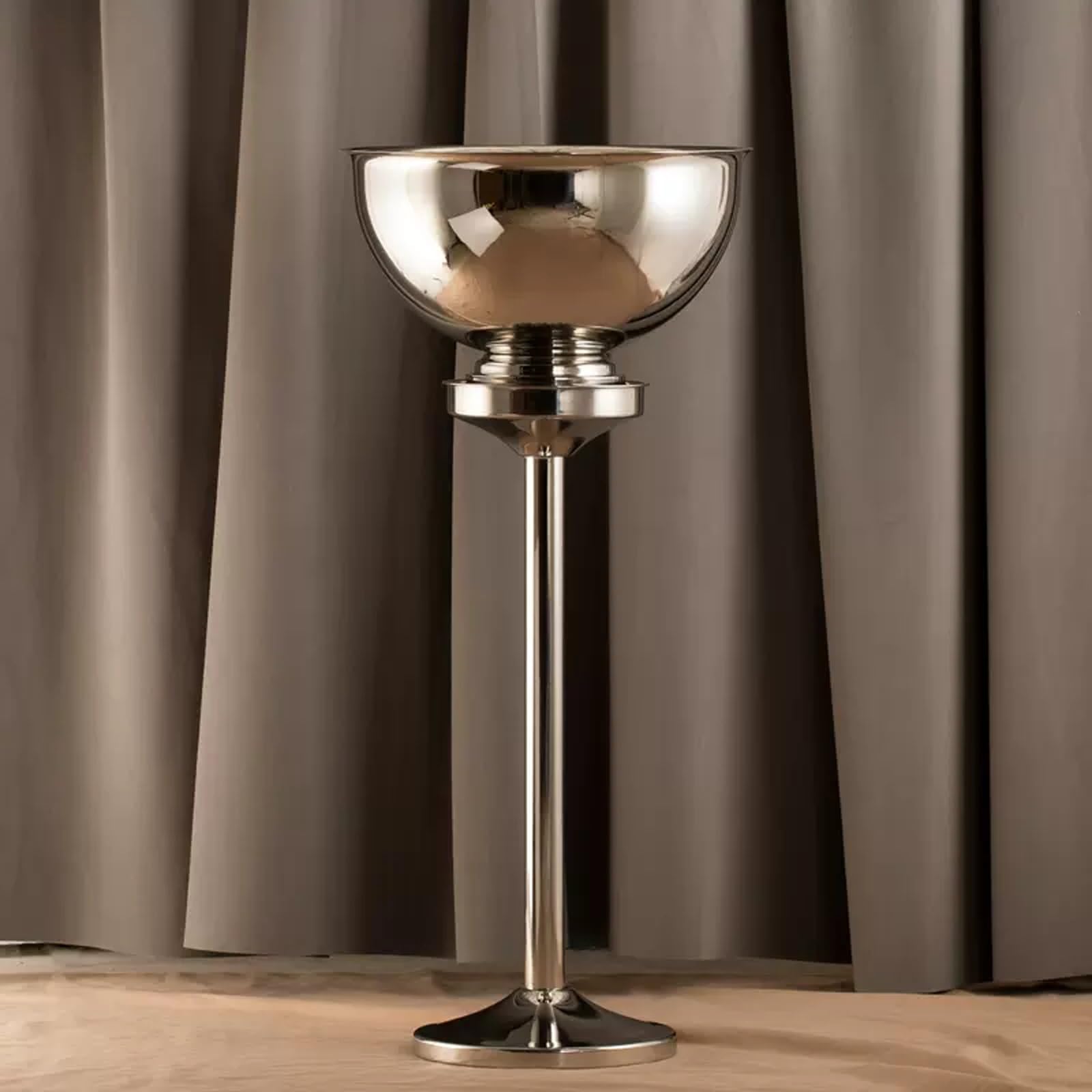cubo de bebidas Cubo de champán de acero inoxidable pulido con soporte Enfriador de vino independiente Enfriadores de vino y bodega con cubo de hielo for barra de cocina y al aire libre Mantiene el hi