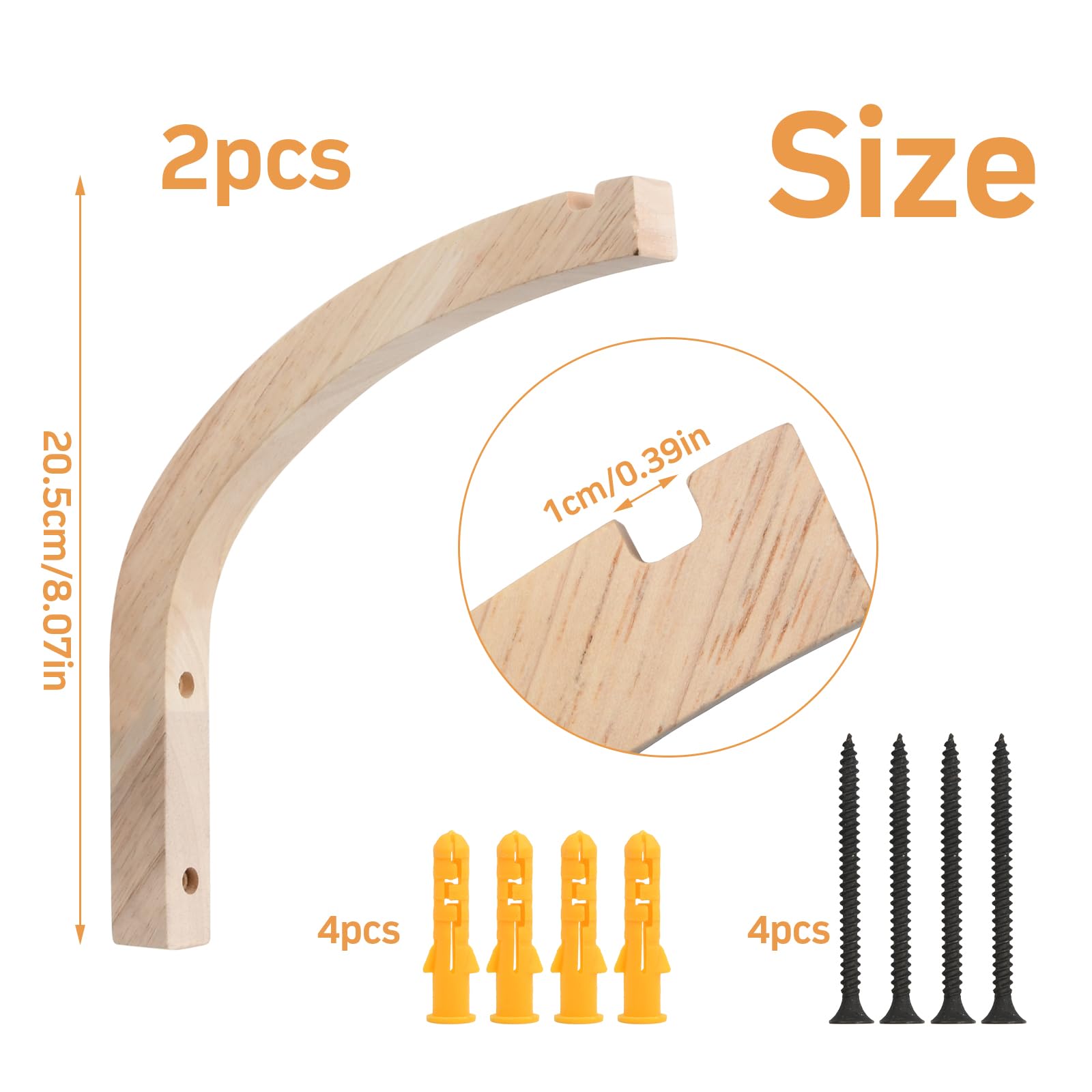Bhoulandi Wooden Hanging Plant Hooks, Pack of 2 Wall Mounted Hooks for Indoor Plants and Flowers, Beige - Image 2