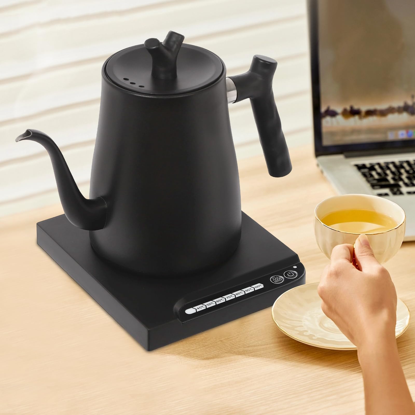 Bollitore elettrico in acciaio inox, 1000 W, 1 l, riscaldamento rapido, protezione contro il surriscaldamento, funzione di archiviazione di 3 minuti, progettato per tè, caffè, alimenti per bambini