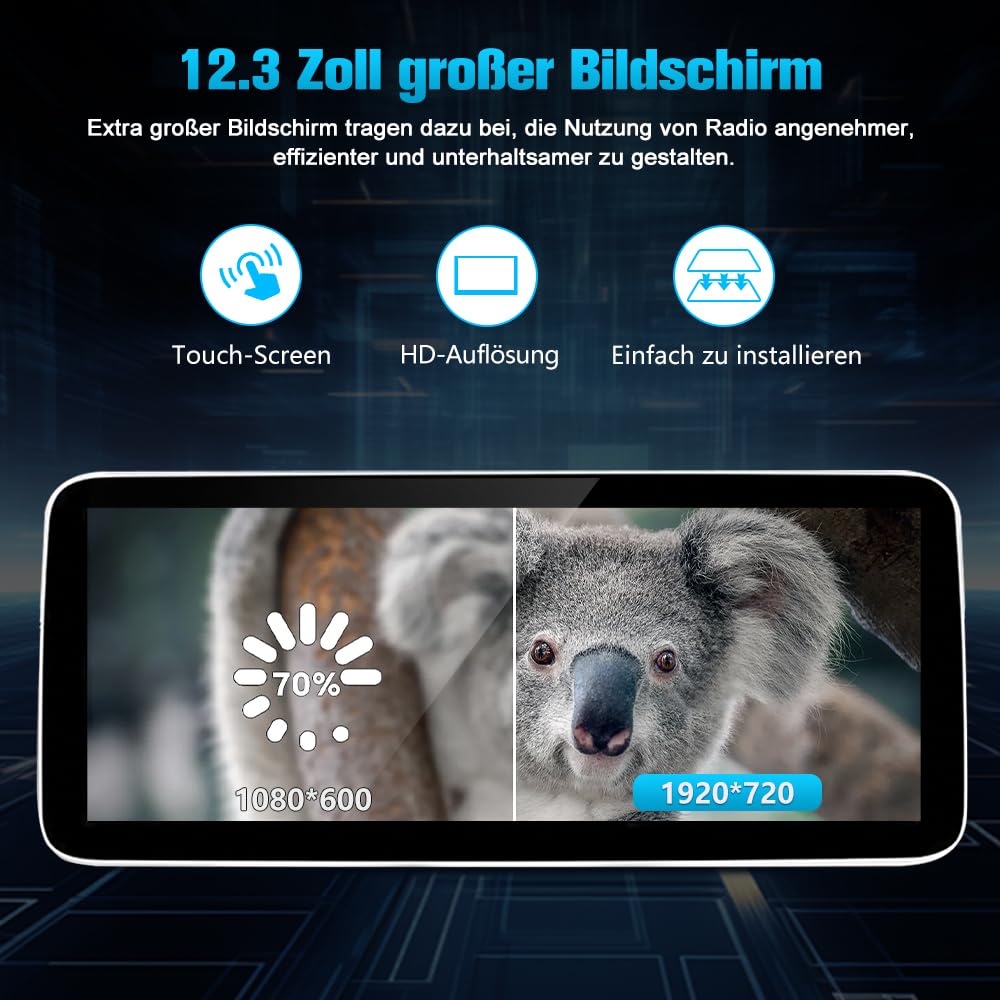 Junsun Android 15 Autoradio für Mercedes Benz Vito 447 2014-2020 4GB+64GB mit 12,3 Zoll Touchscreen unterstützt 4G-SIM-Karte, CarPlay, FM Radio, Bluetooth, WLAN, Navigtion, SWC