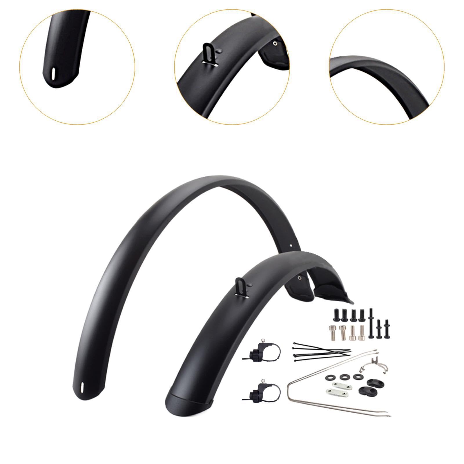 Homyl 2 Stück Fahrrad Schutzblech Set Vorderrad Hinterrad Spritzschutz mit Minimalistischem Aussehen Und Robuster PVC Bauweise für Camping Familienausflüge