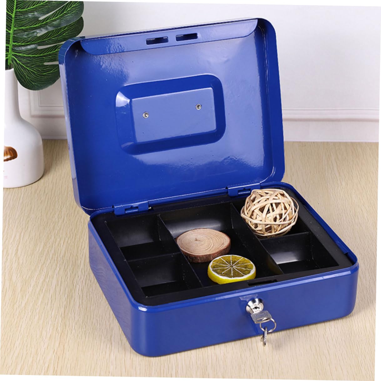 Boîte à Monnaie en Métal avec Serrure à Clé, Portable Double Couche
