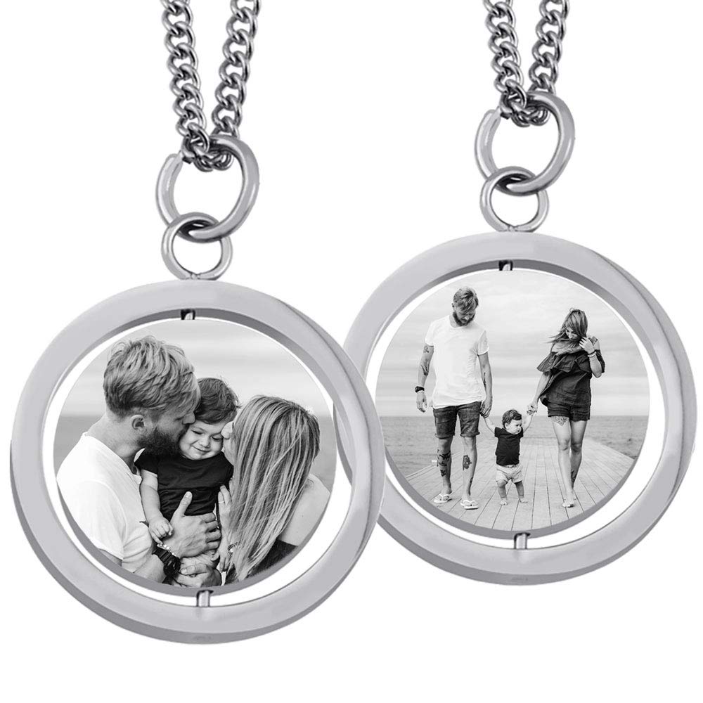 Juwelier Schönschmied Anhänger - inkl. BILD Gravur auf 2 Seiten - Anhänger mit Foto Gravur - inkl. Fotogravur Bildgravur - Edelstahl AH446bb - mit AMAZON KONFIGURATOR gestalten !