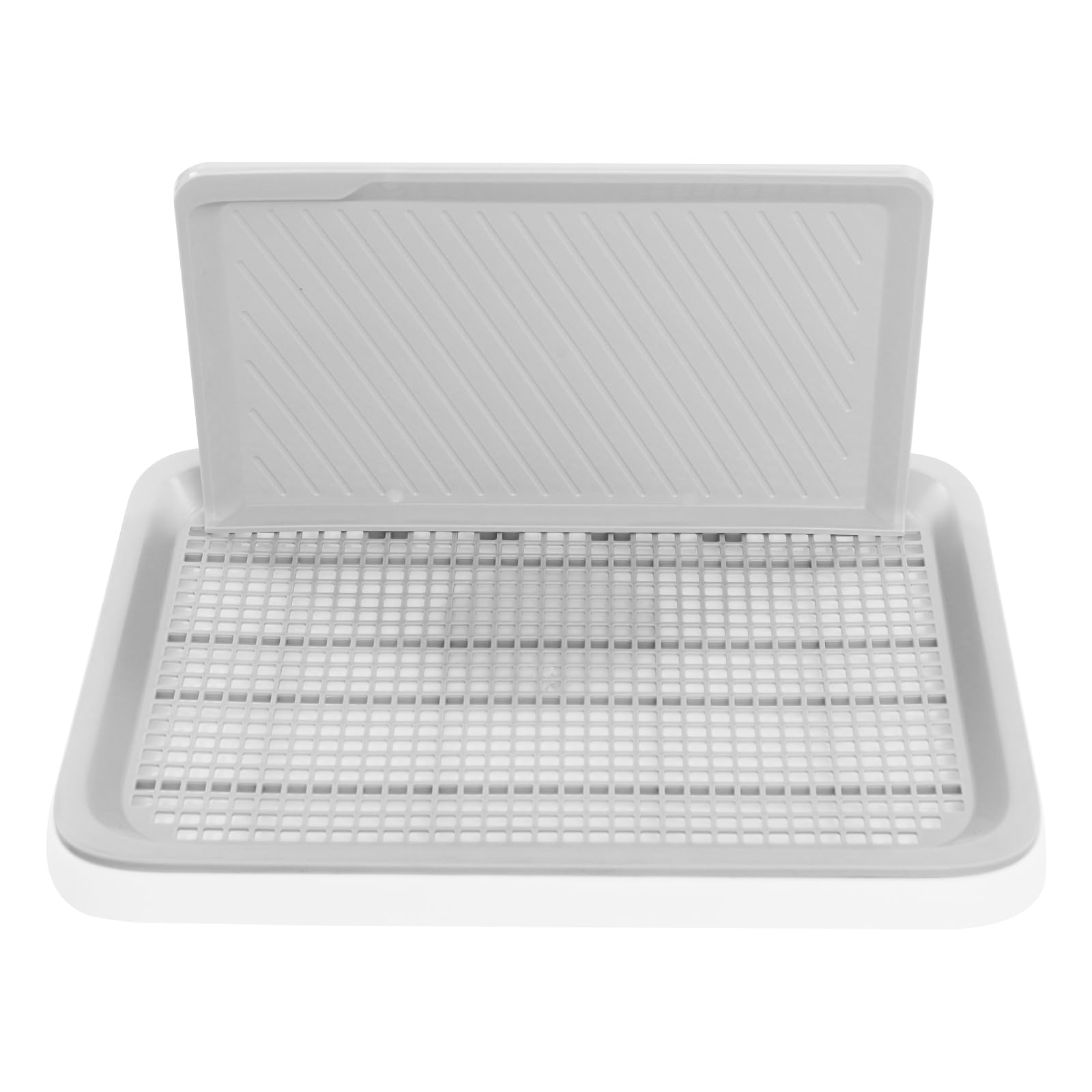 MIIWWOWO Dog Potty Tray with Wall 50.5 x 39 cm, Anti- Dog Toilet Potty Training Trays for Small and Medium Dogs (White + Grey)