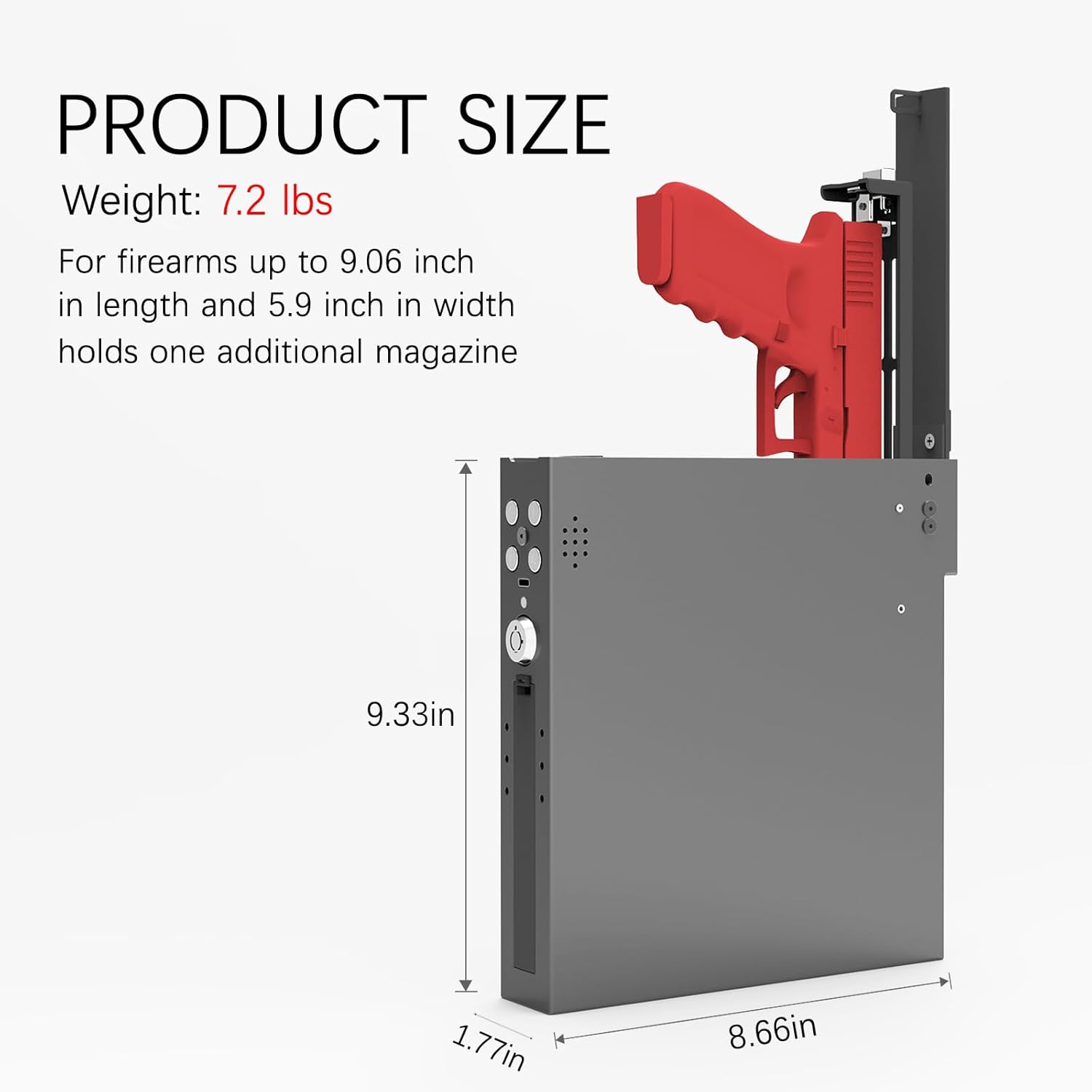 Car Handgun Safe, Quick Access Biometric Pistol Safe with Fingerprint, Keypad & Key, Auto-Open rapid response Gun Safe for Vehicle & Bedside