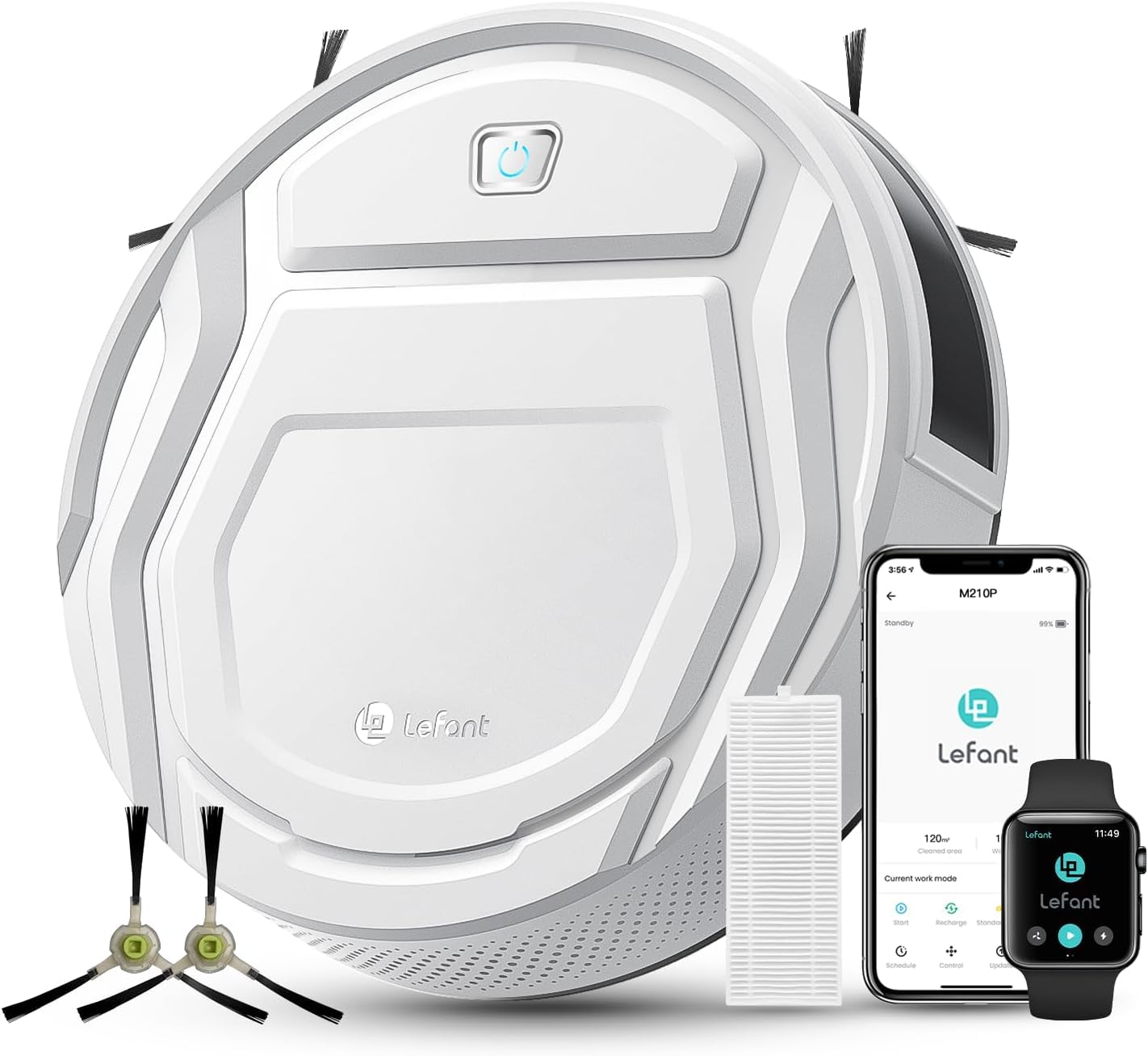 Lefant M210 Robot Vacuum Cleaner, 2200Pa Strong Suction, 7.8cm Thin 28cm Dia, Automatic Self-Charging Small Robotic Vacuums, 2.4G Wi-Fi/App/Alexa Control, Ideal for All Hard Floors