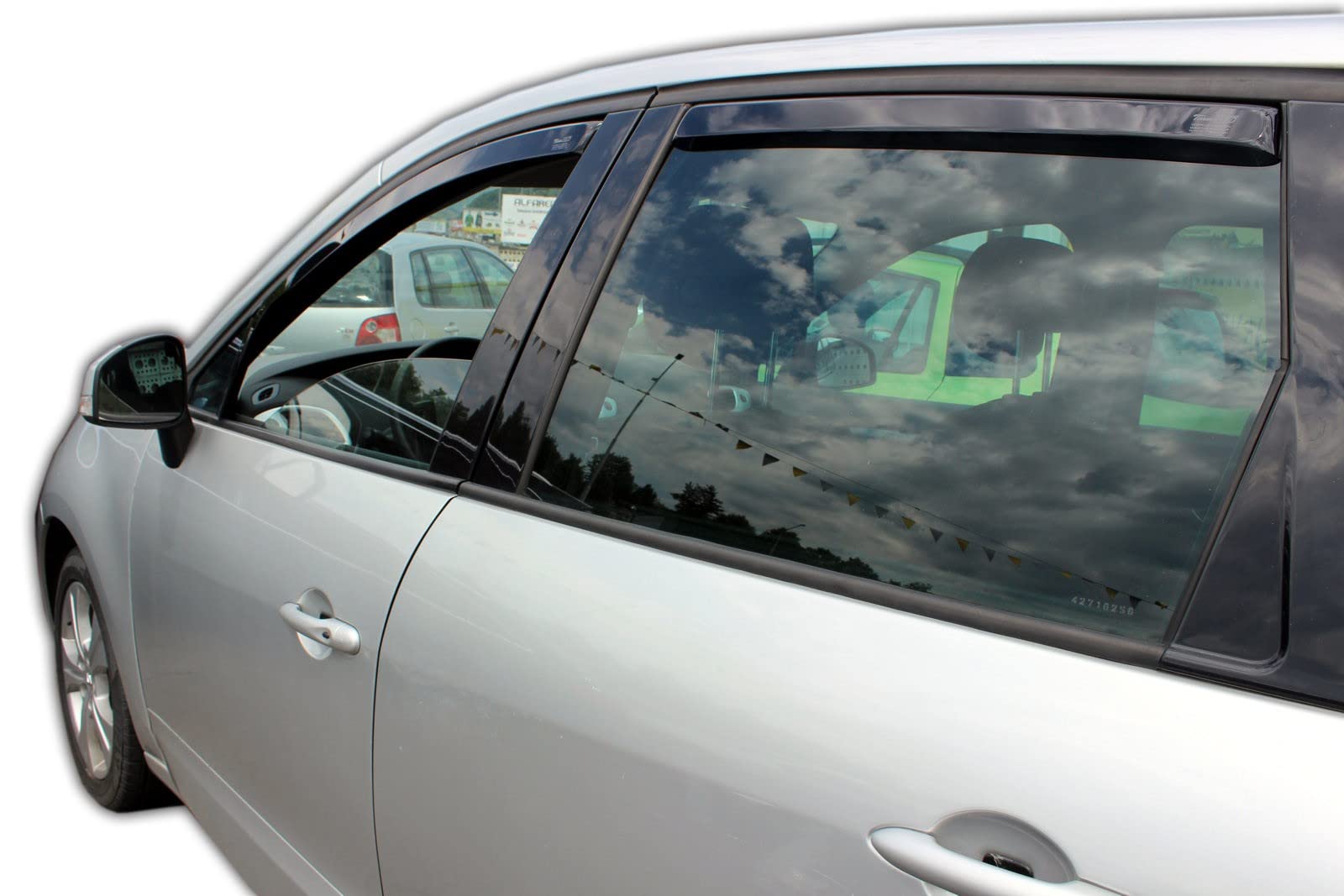 J&J AUTOMOTIVE Windabweiser passend für Renault Scenic 3 5-Türer 2009-2016 4tlg, Heko Regenabweiser Vorne Hinten Getönt Dunkel Passform